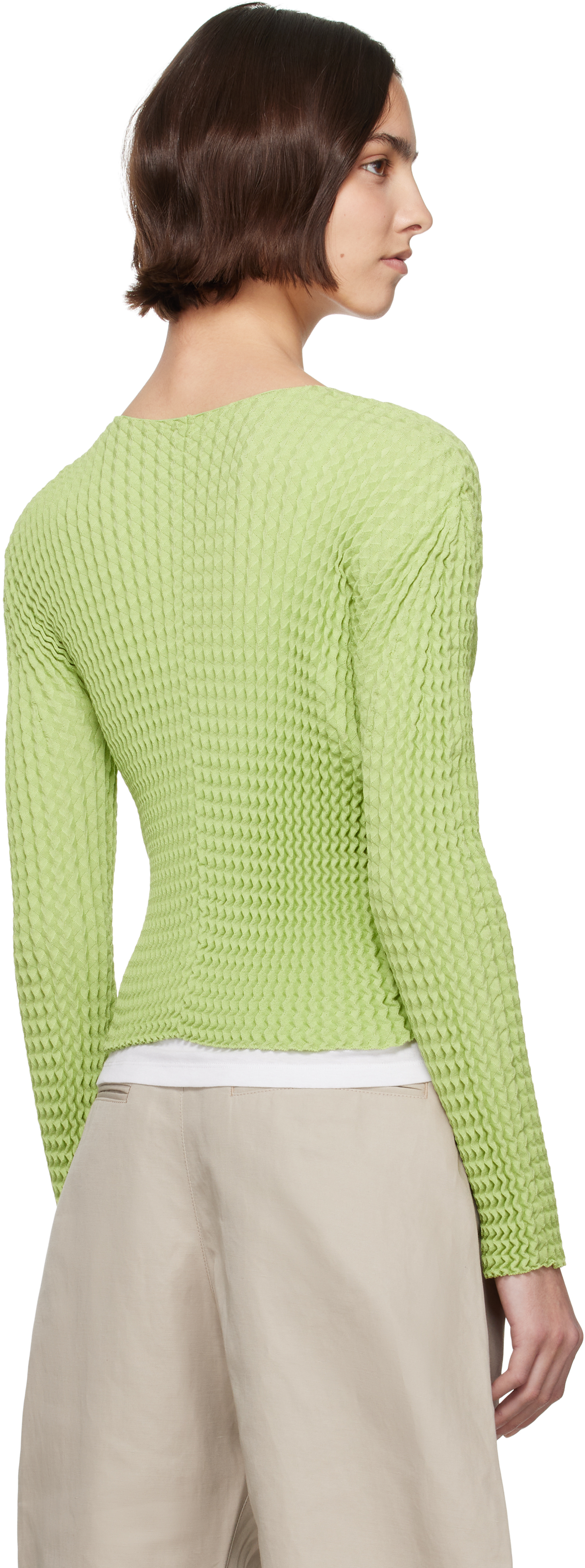 Issey Miyake Green April Spongy-56 Cardigan