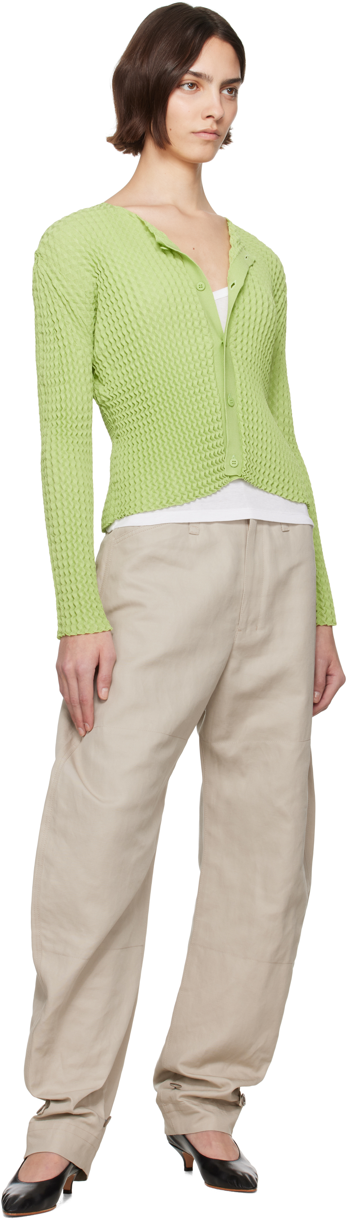 Issey Miyake Green April Spongy-56 Cardigan