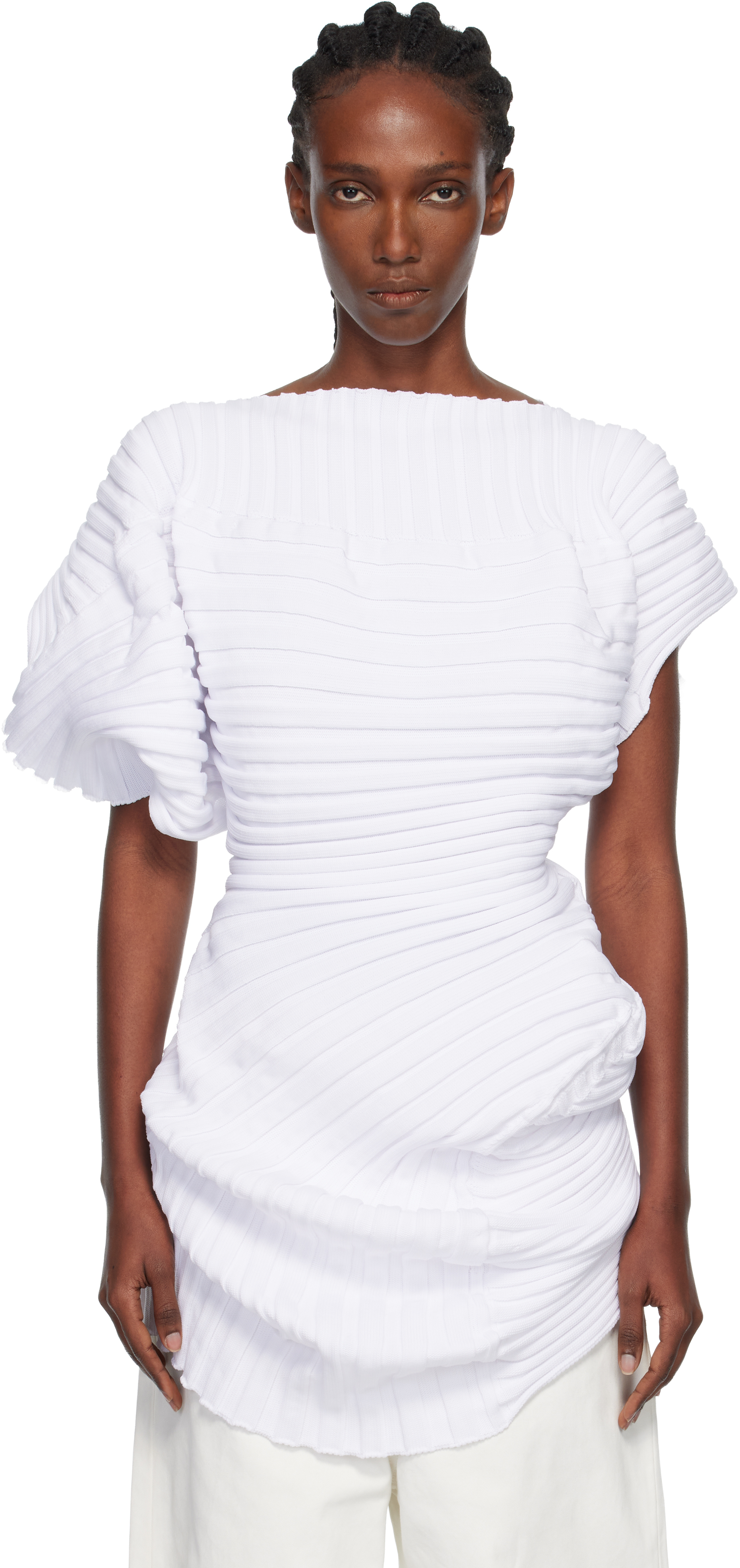 Issey Miyake White Knit 'as It Is' Top