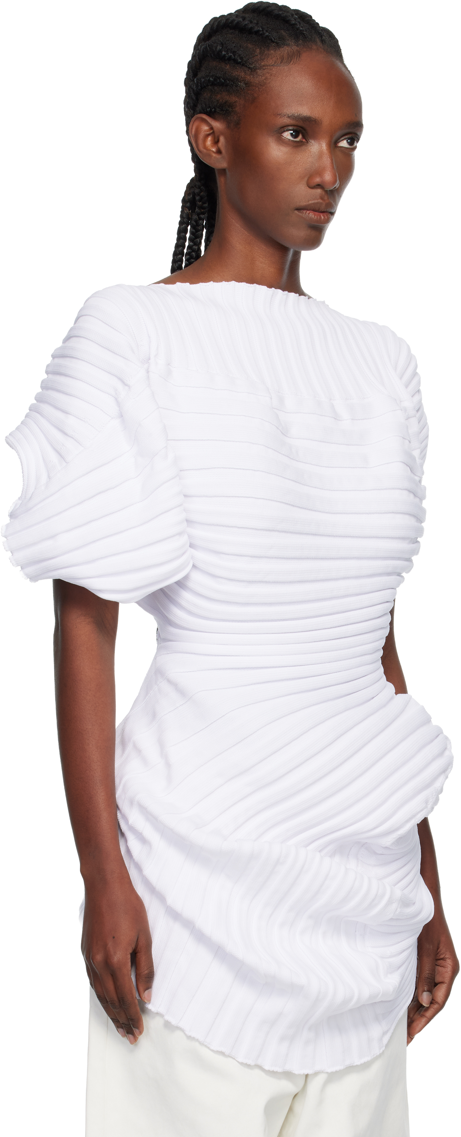 Issey Miyake White Knit 'as It Is' Top In White
