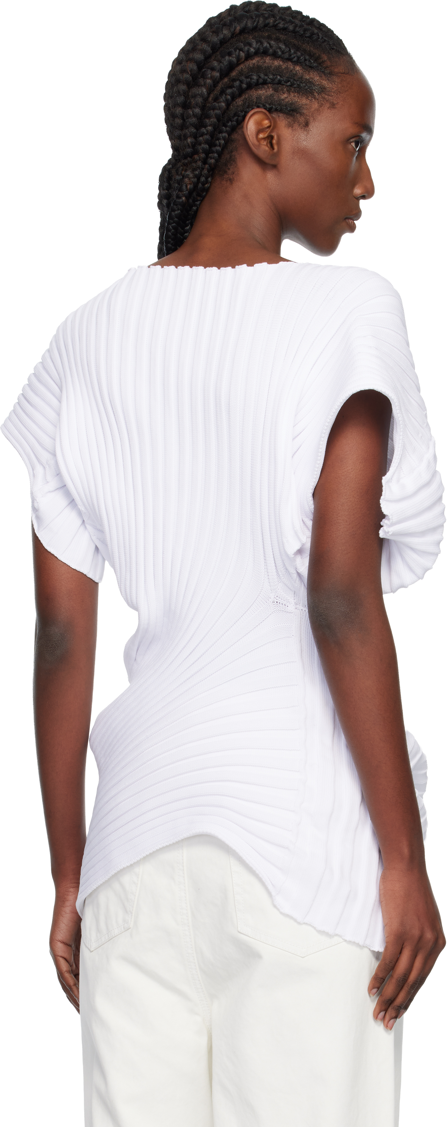 Issey Miyake White Knit 'as It Is' Top In White