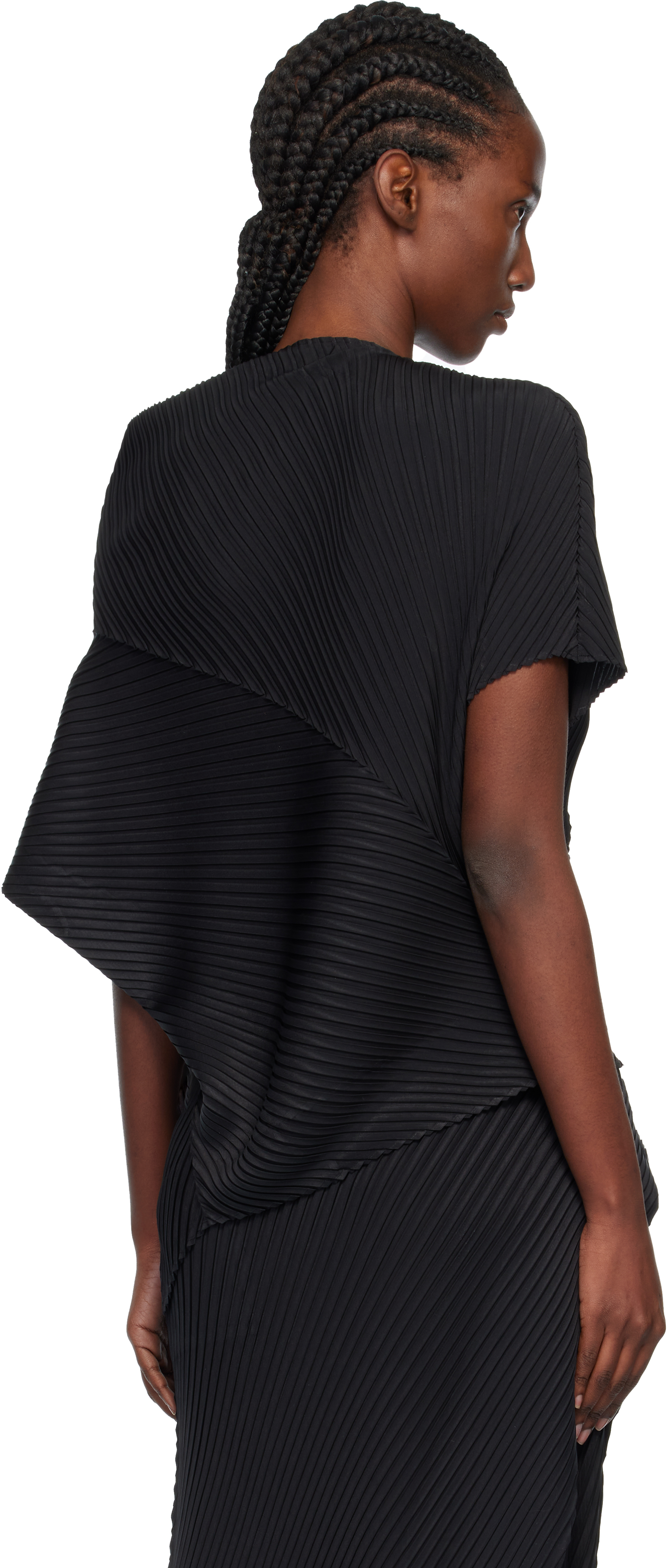 Issey Miyake Black Soft Fold Pleats Blouse In Black