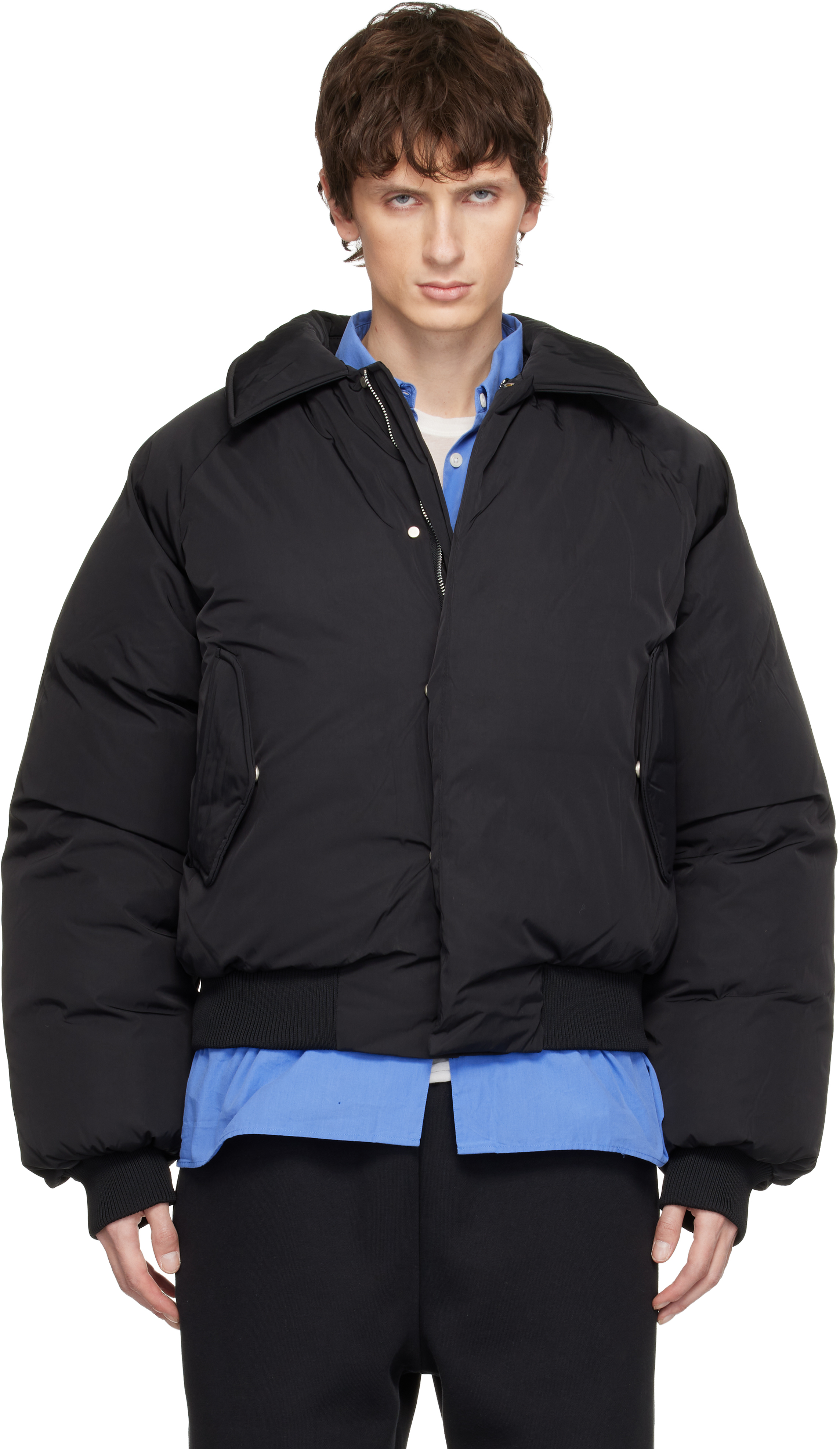 Seventh Black Nylon Aero Bomber Jacket