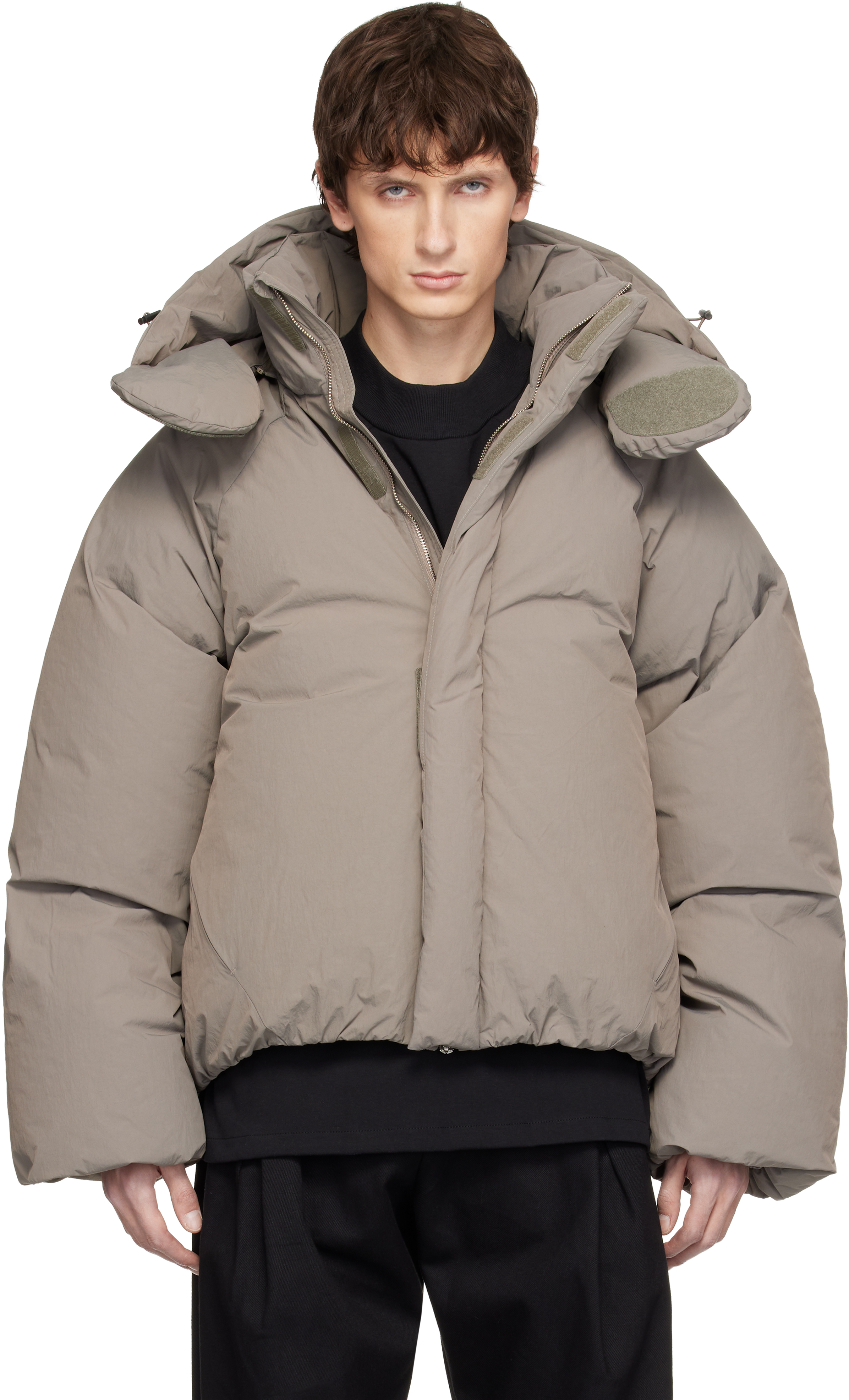 Seventh Taupe Space Down Coat In Brown