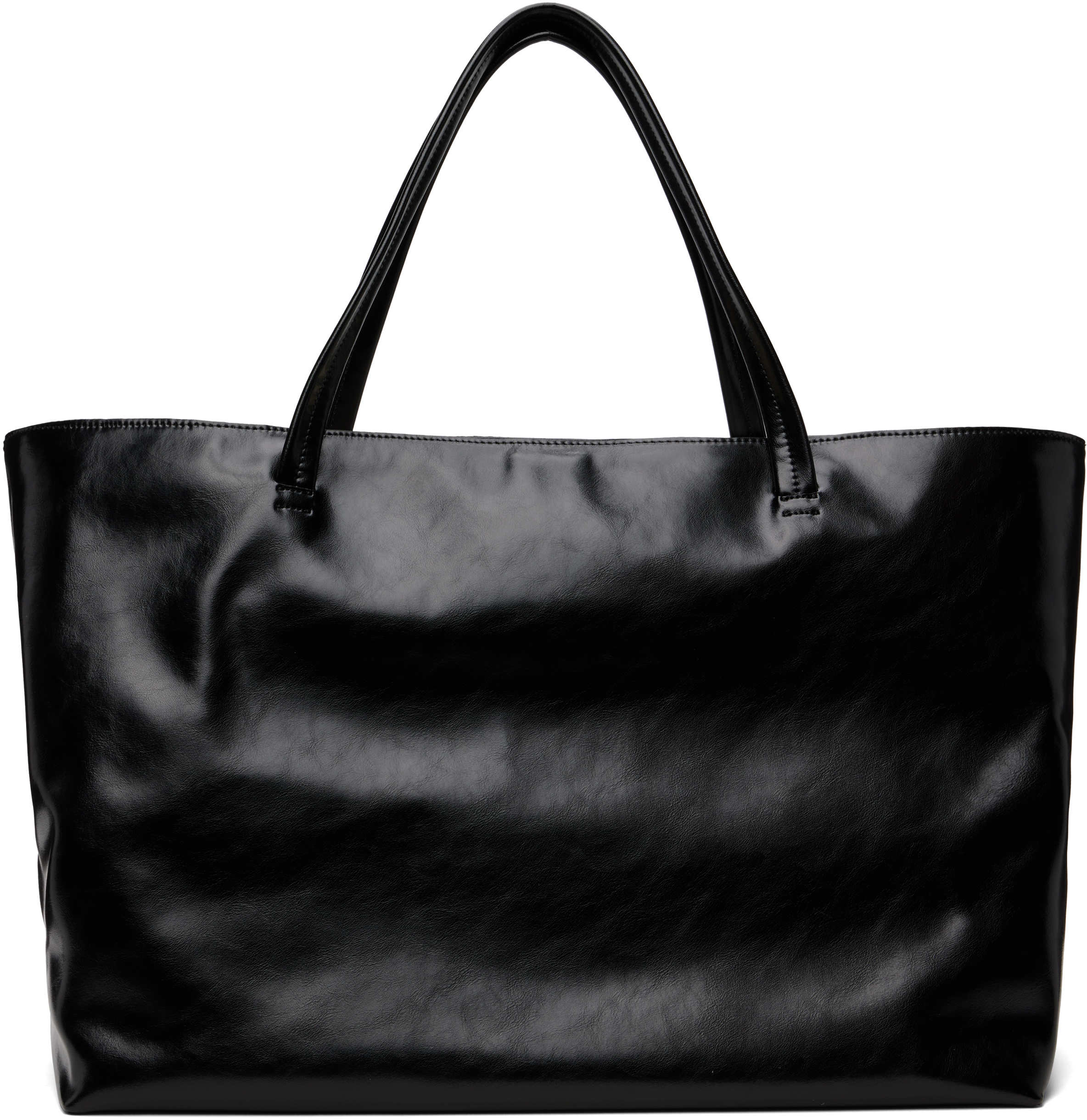 Nothing Written Black Large Leather Tote In Black