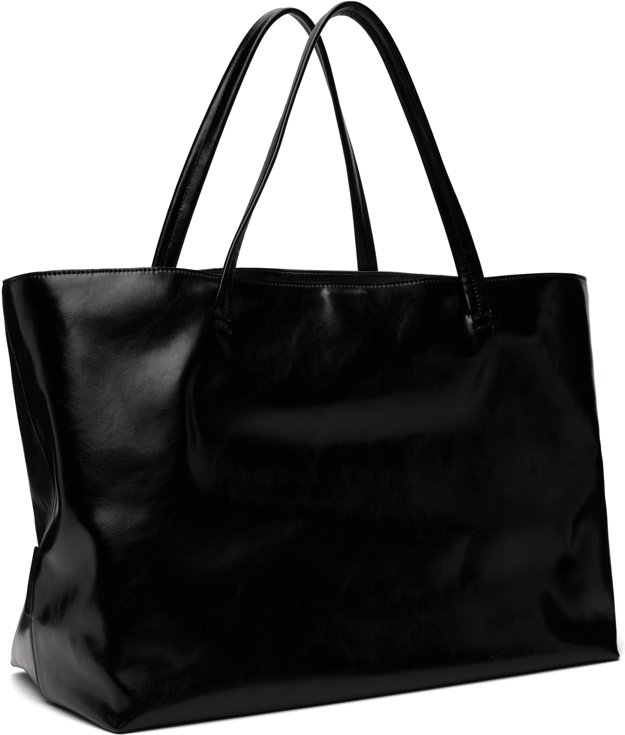 Nothing Written Black Large Leather Tote In Black