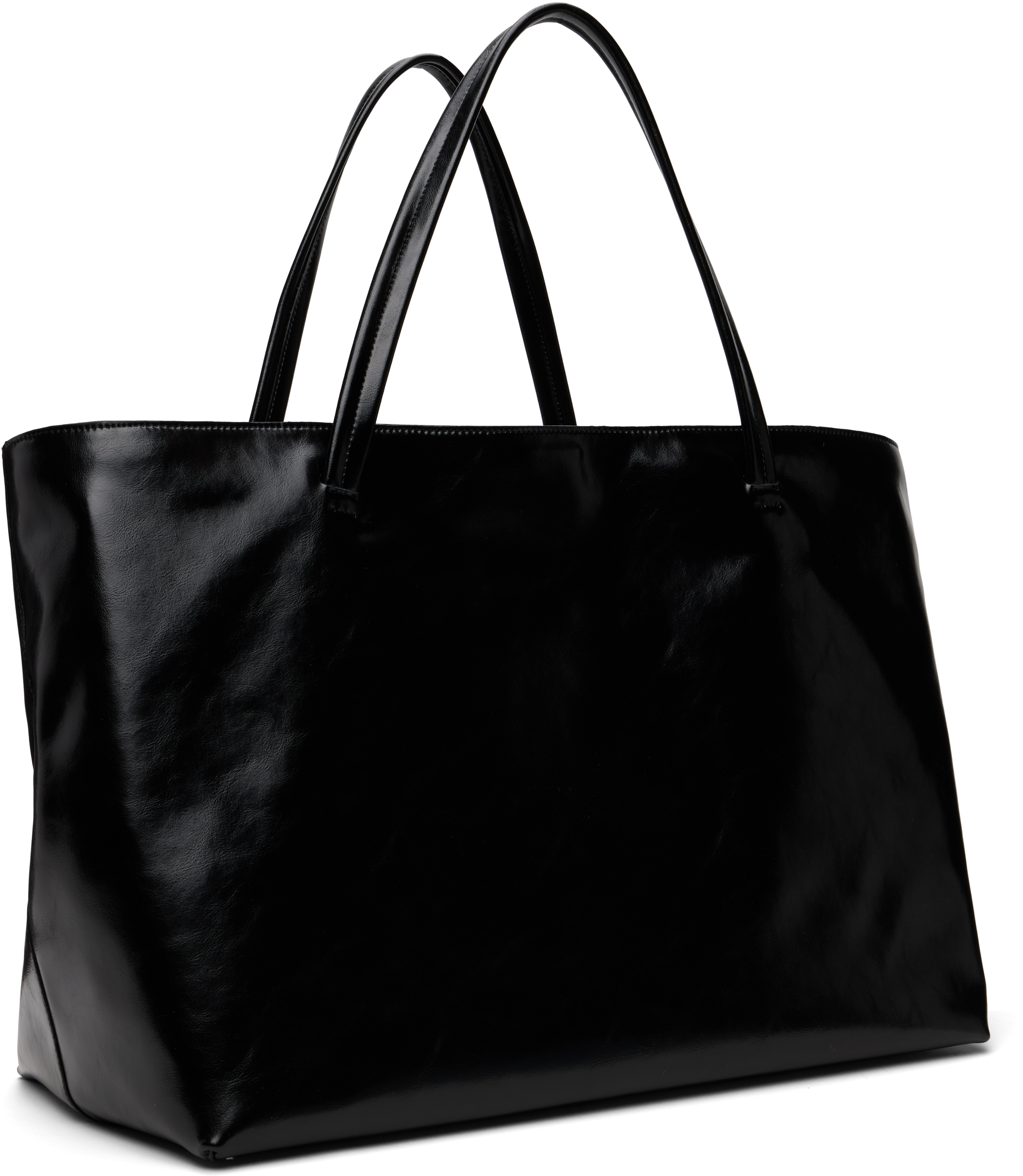Nothing Written Black Large Leather Tote In Black