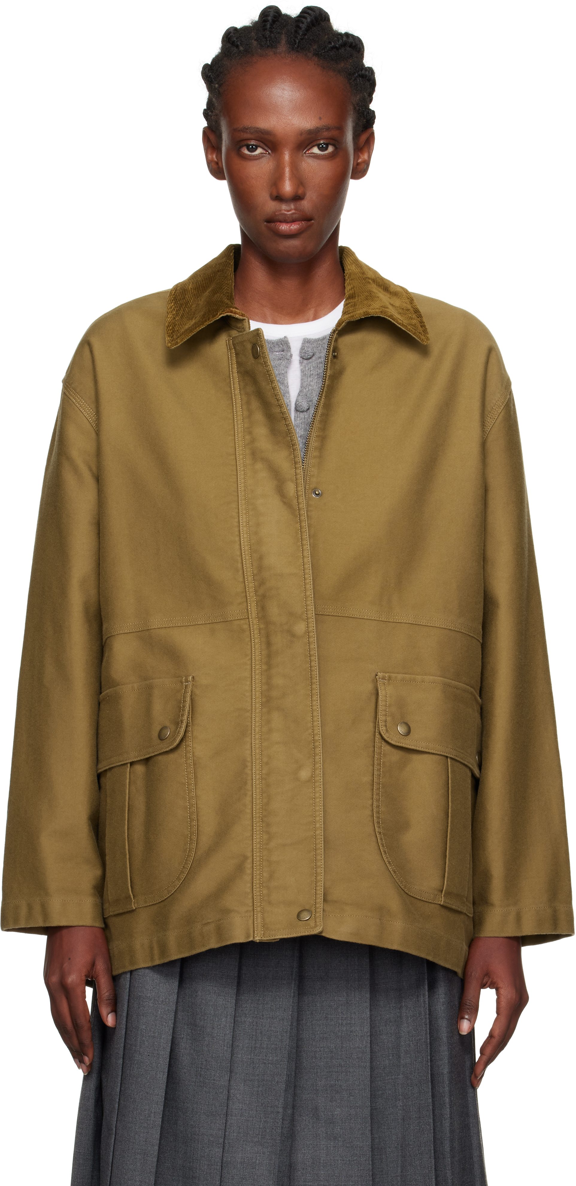 Nothing Written Khaki Mole Skin Hunting Cotton Jacket In Green