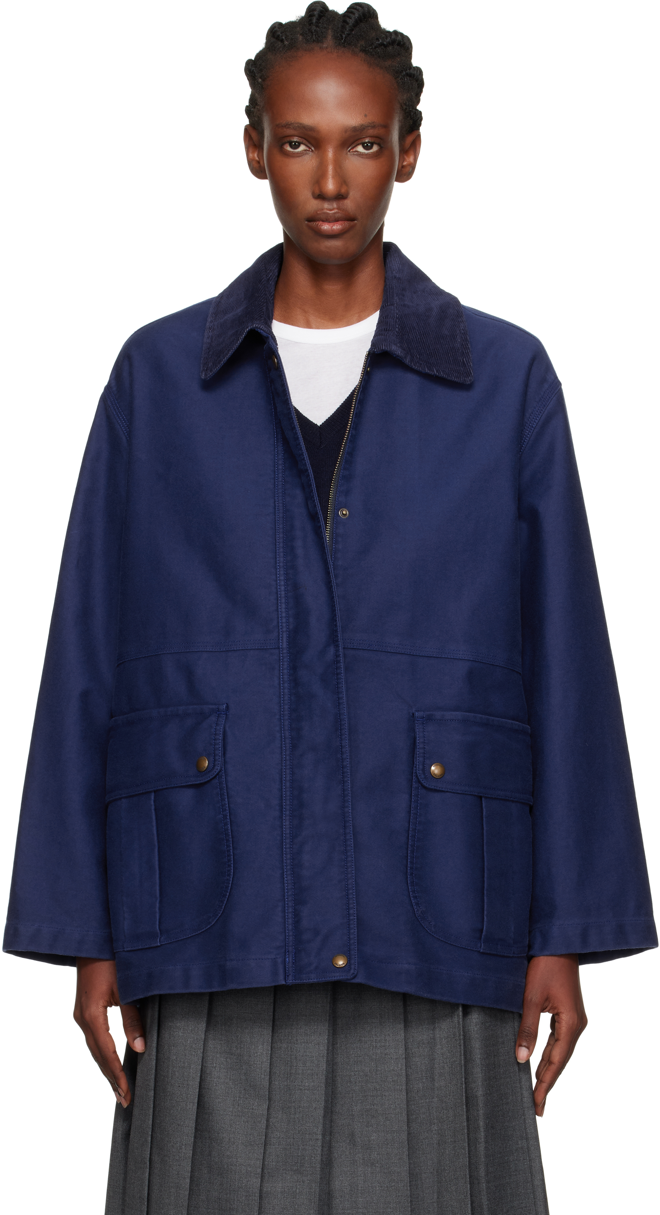 Nothing Written Blue Mole Skin Hunting Cotton Jacket In Blue