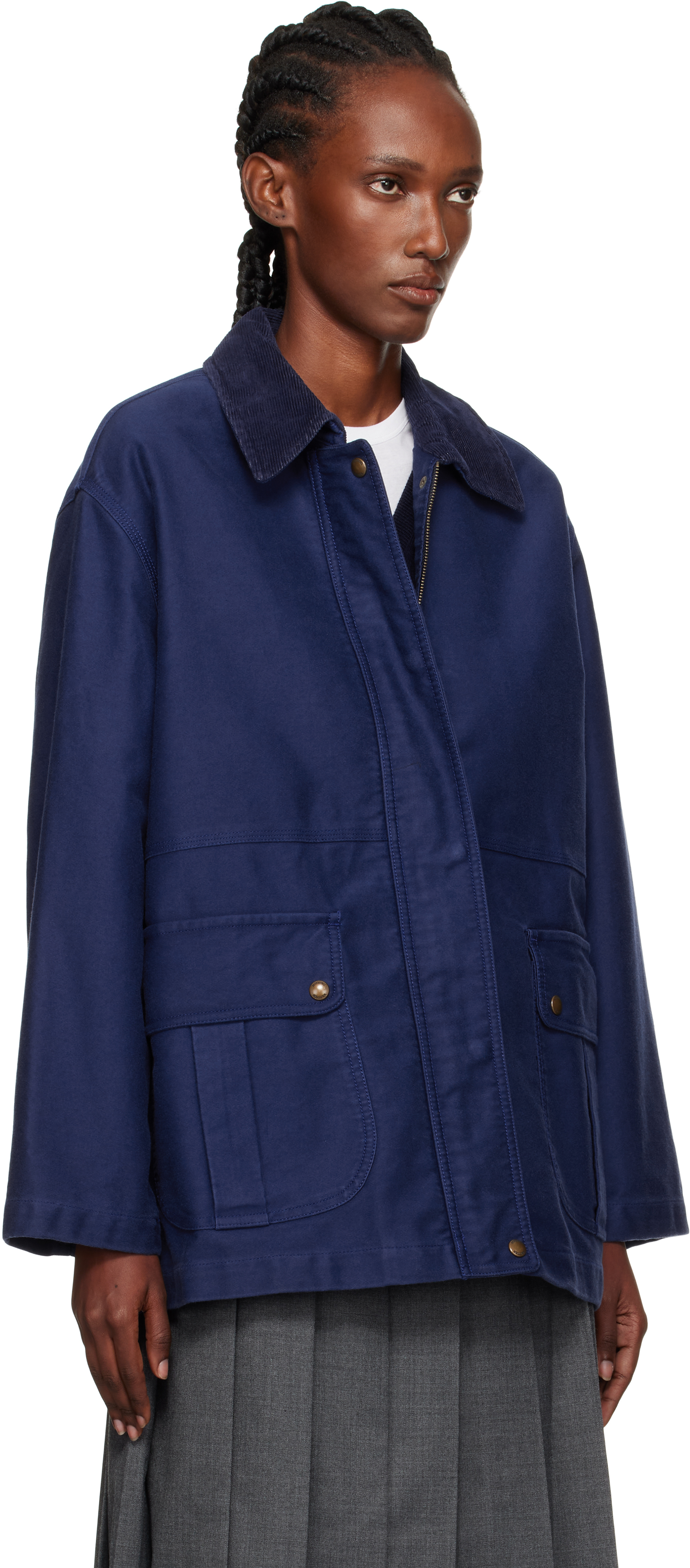 Nothing Written Blue Mole Skin Hunting Cotton Jacket In Blue