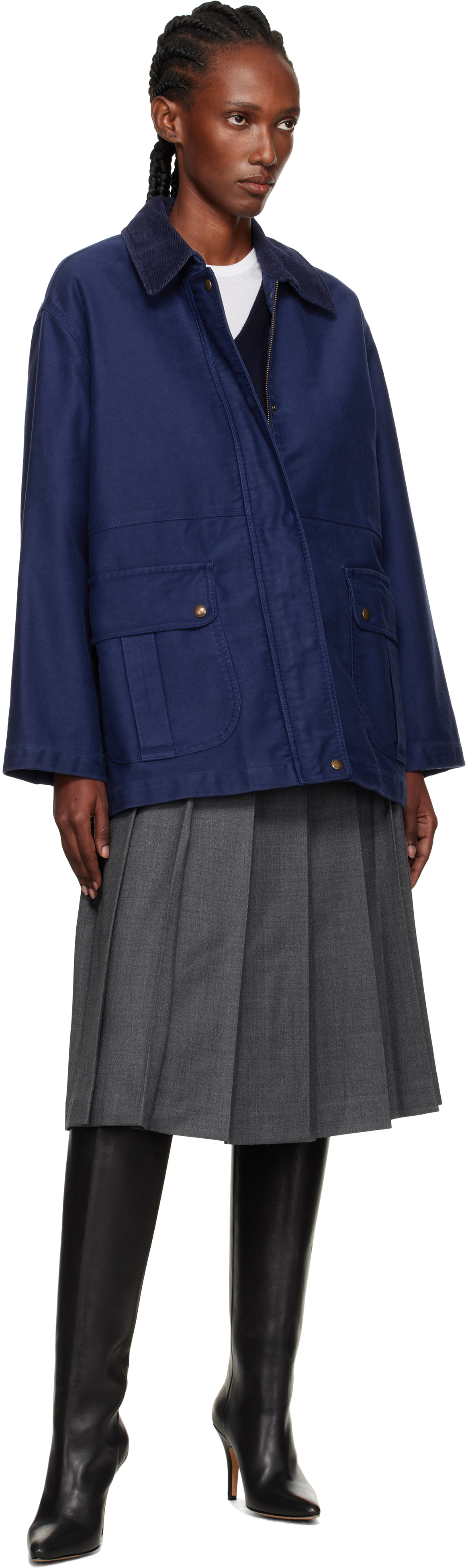 Nothing Written Blue Mole Skin Hunting Cotton Jacket In Blue