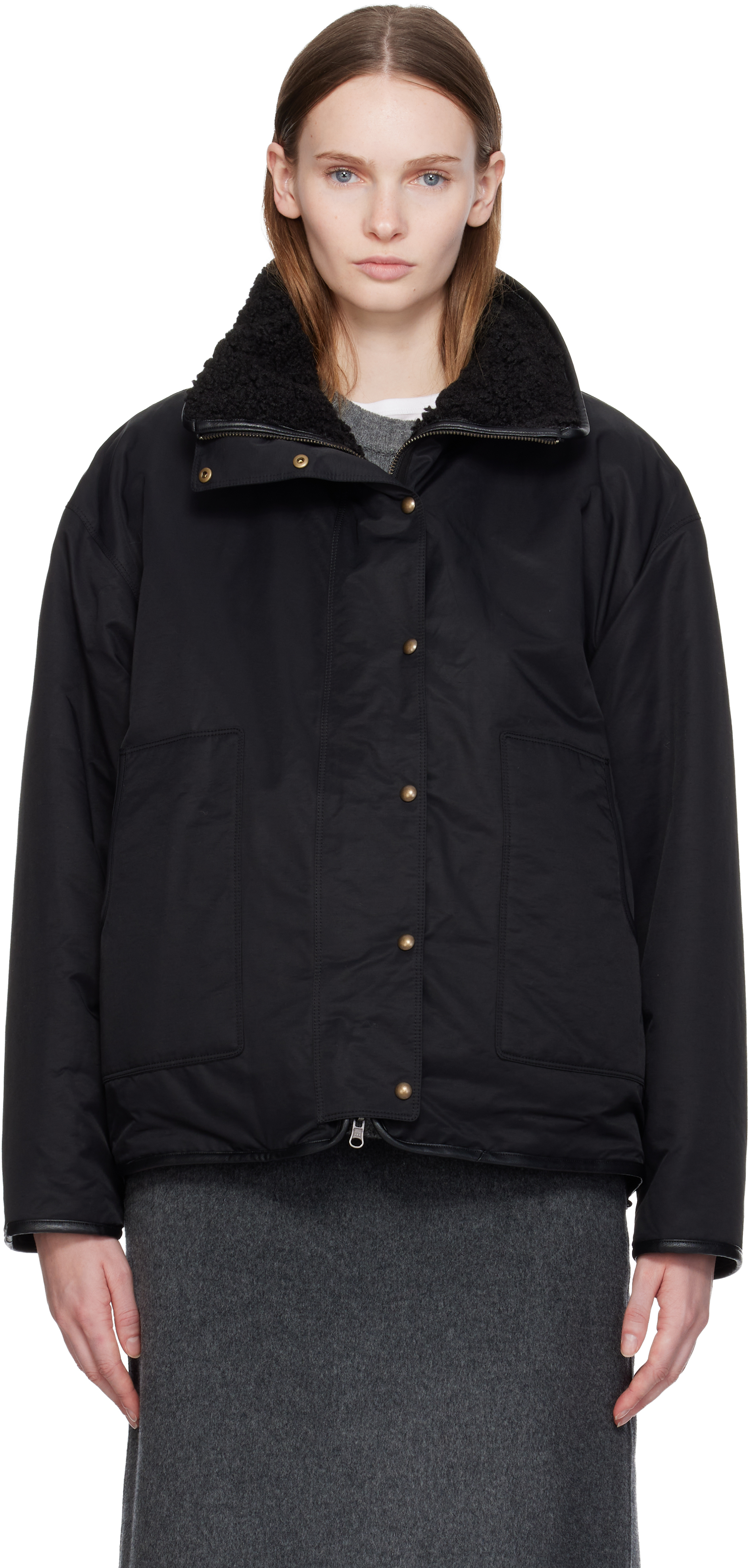 Nothing Written Black Pooh Reversible Faux-shearling Jacket In Black