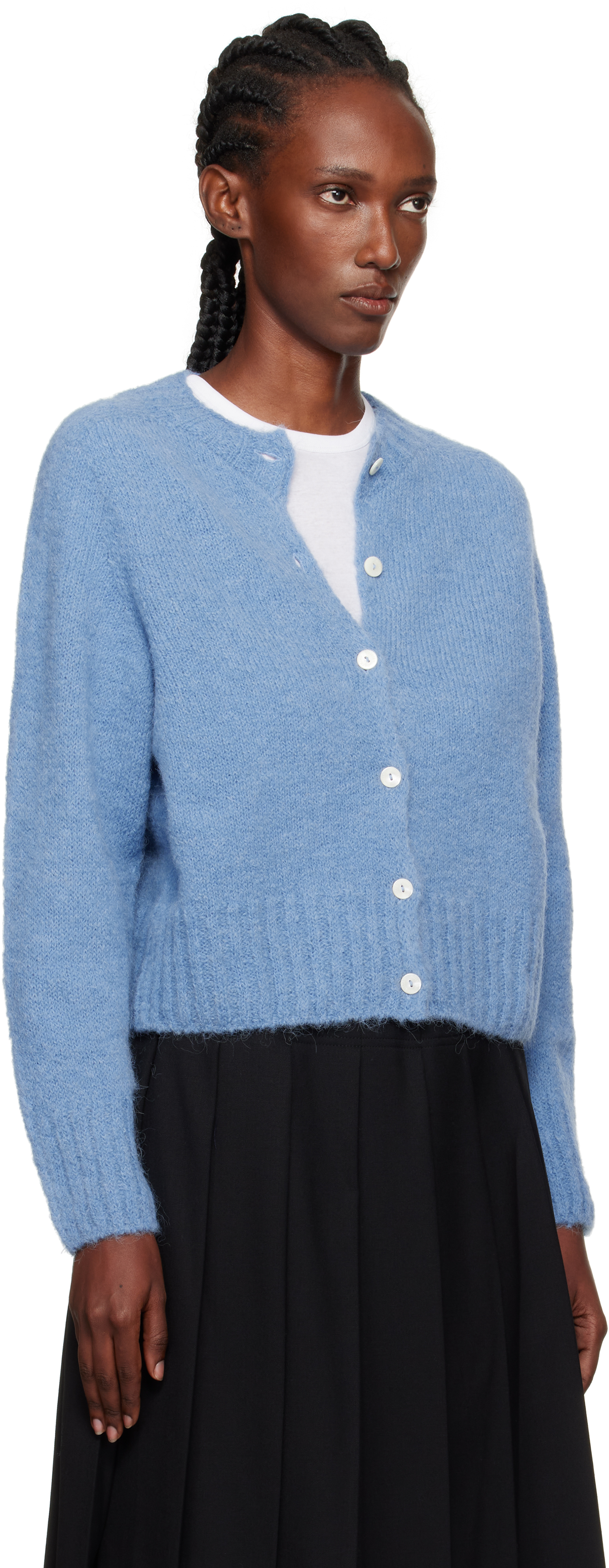 Nothing Written Blue Alpaca Knit Cardigan In Blue