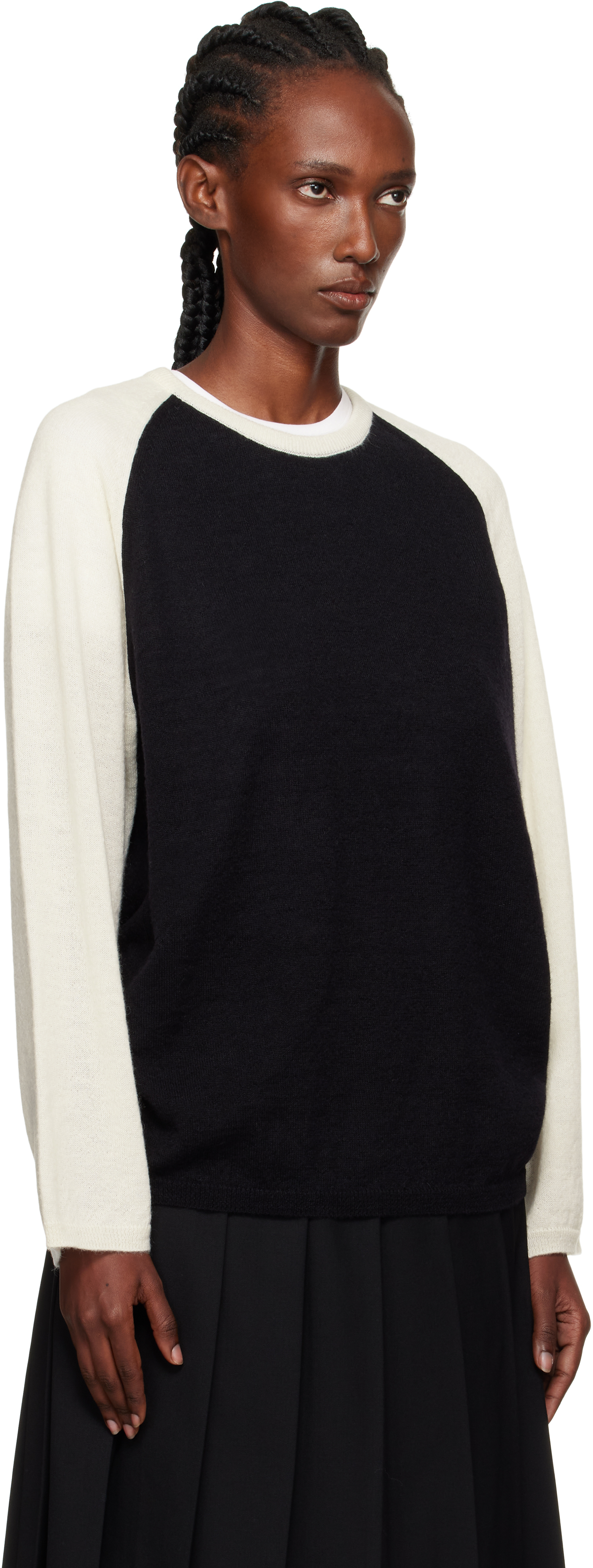 Nothing Written Black & Off-white Palie Raglan Pullover Sweater In Multi