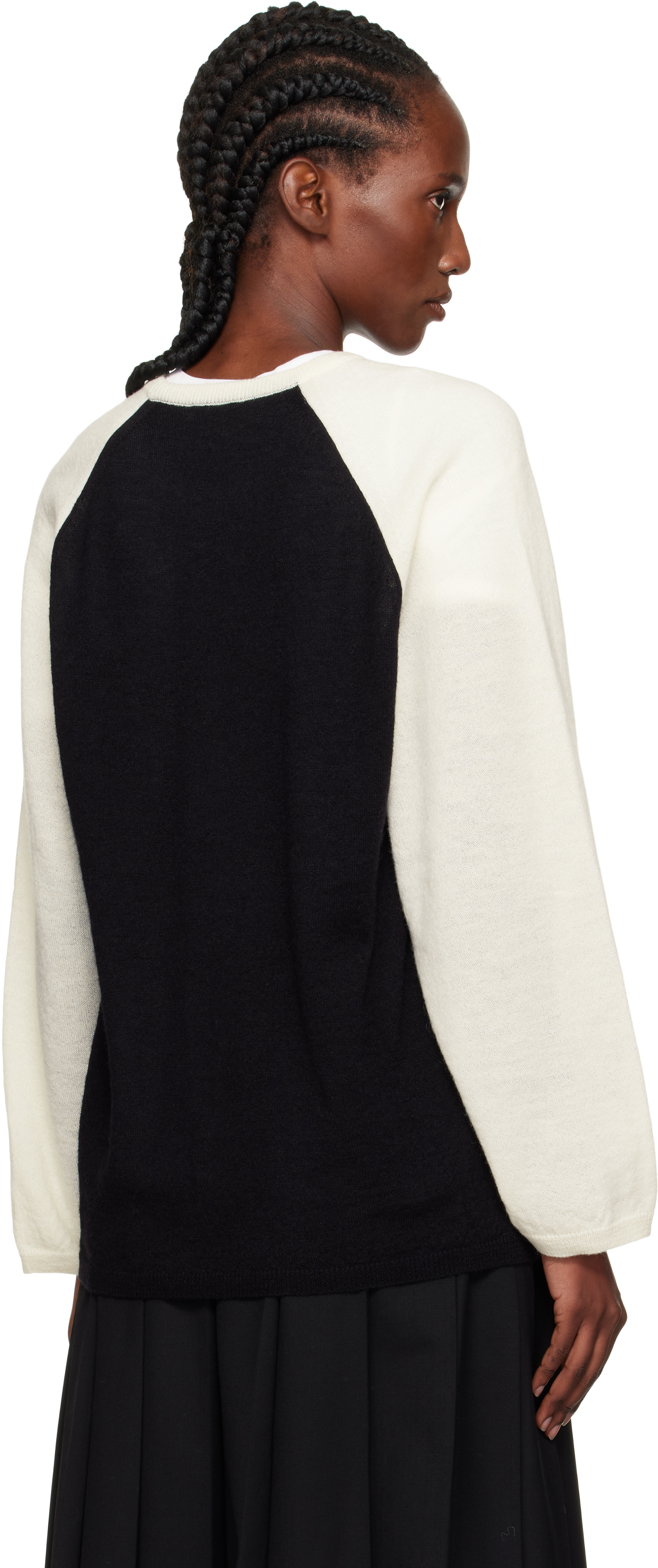 Nothing Written Black & Off-white Palie Raglan Pullover Sweater In Multi