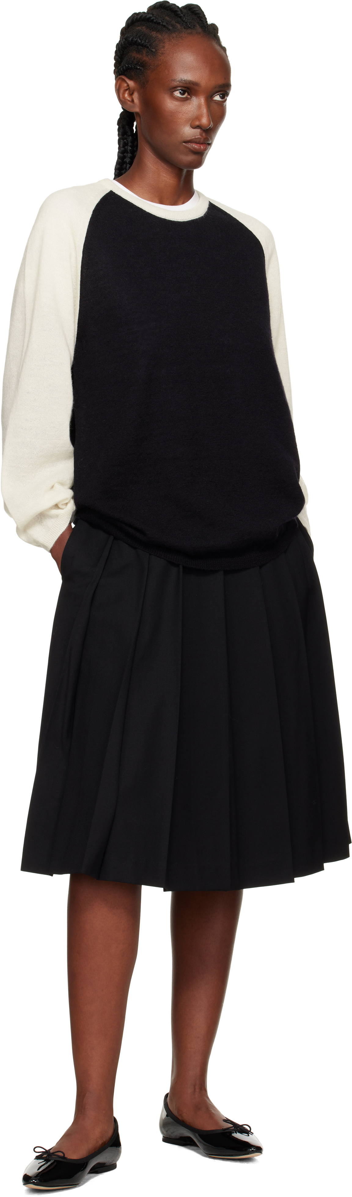 Nothing Written Black & Off-white Palie Raglan Pullover Sweater In Multi