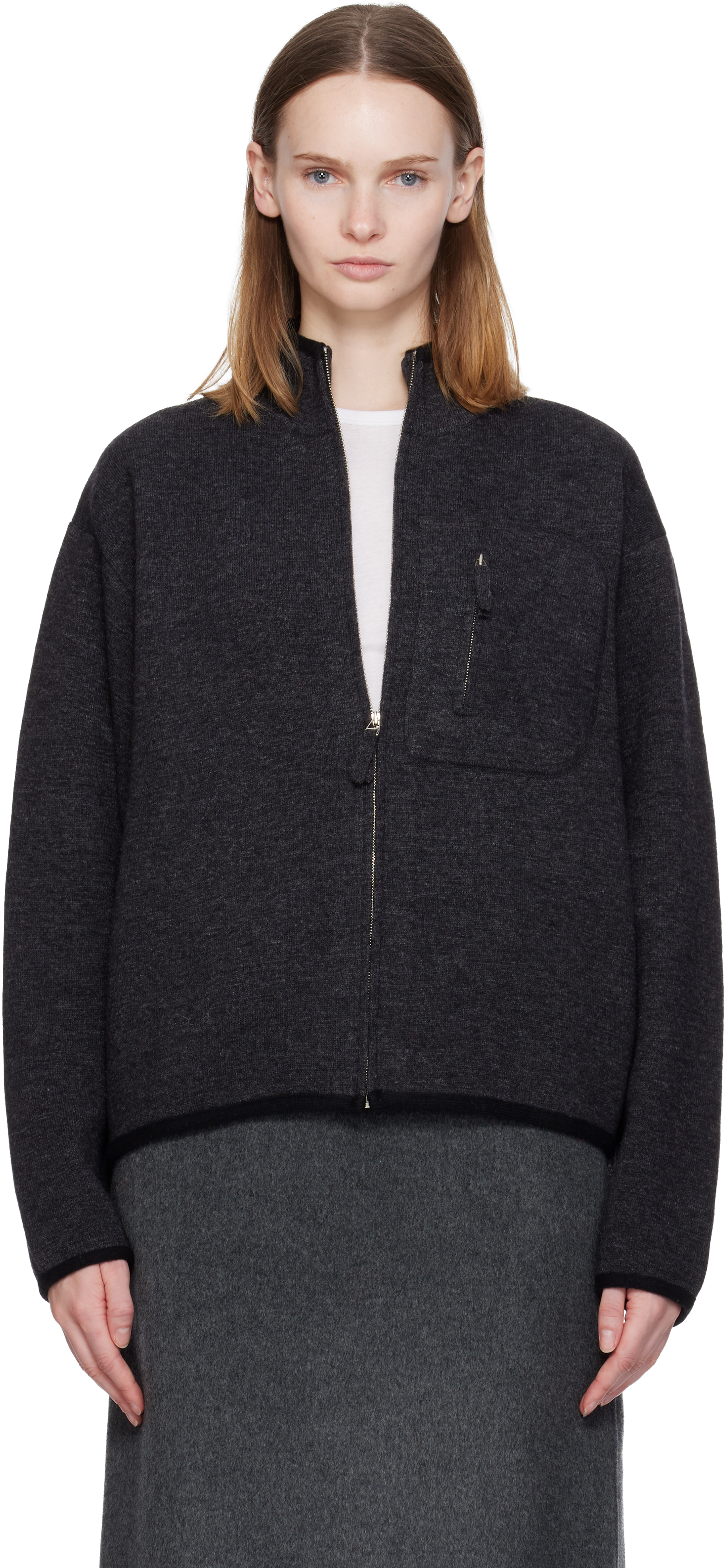 Nothing Written Gray Dicky Zip-up Sweater In Black