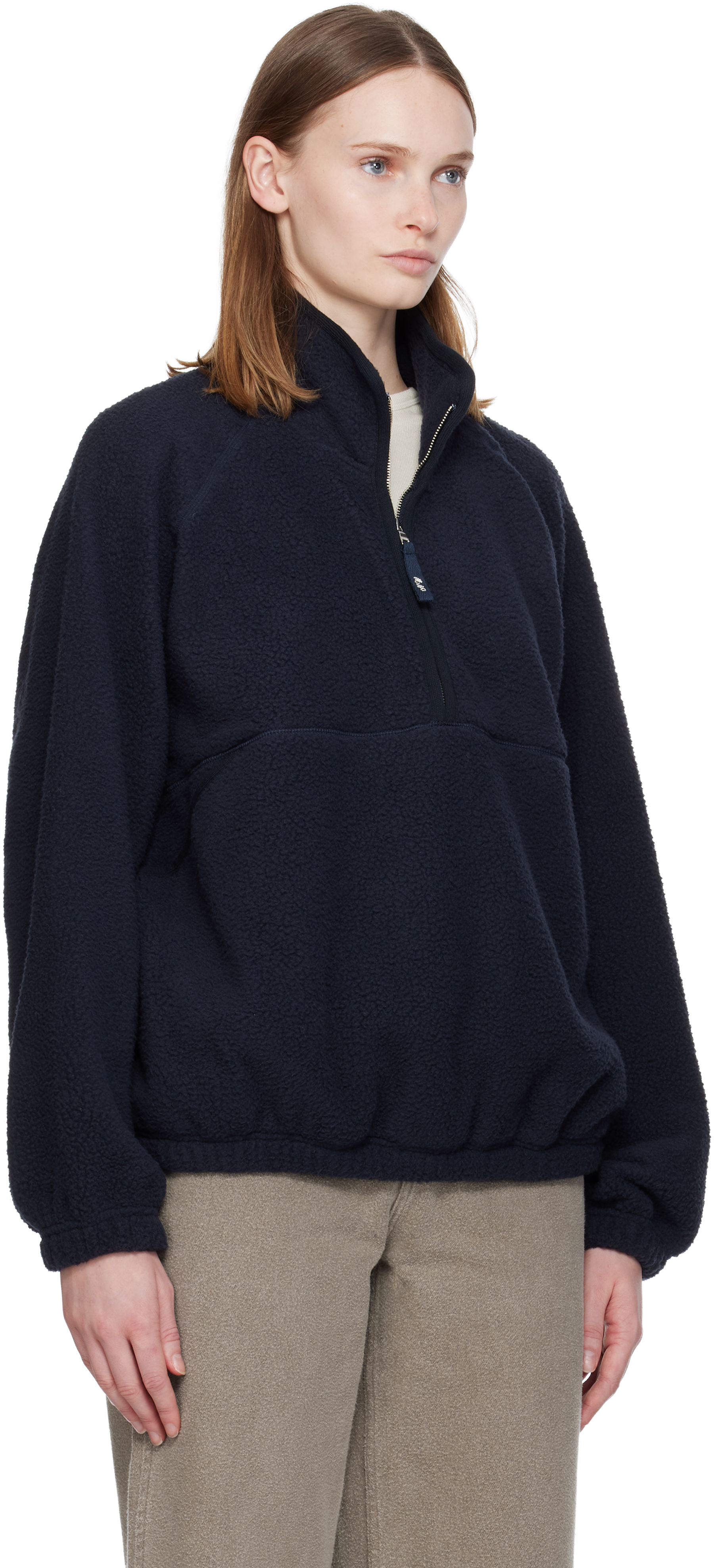 Nothing Written Navy Woolly Fleece Sweater In Black