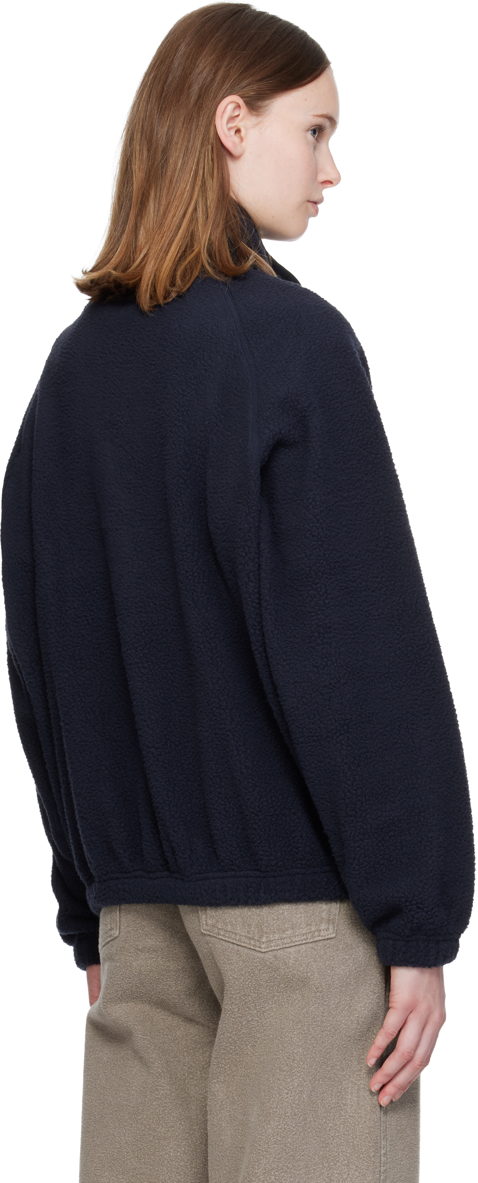 Nothing Written Navy Woolly Fleece Sweater In Black