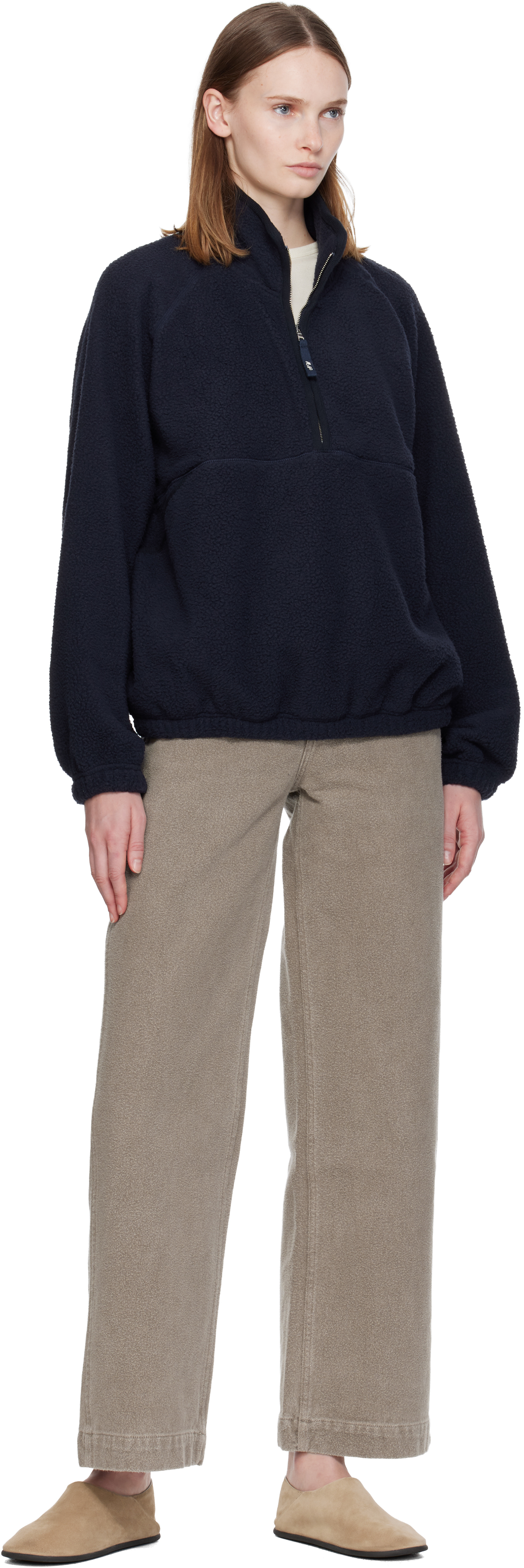 Nothing Written Navy Woolly Fleece Sweater In Black