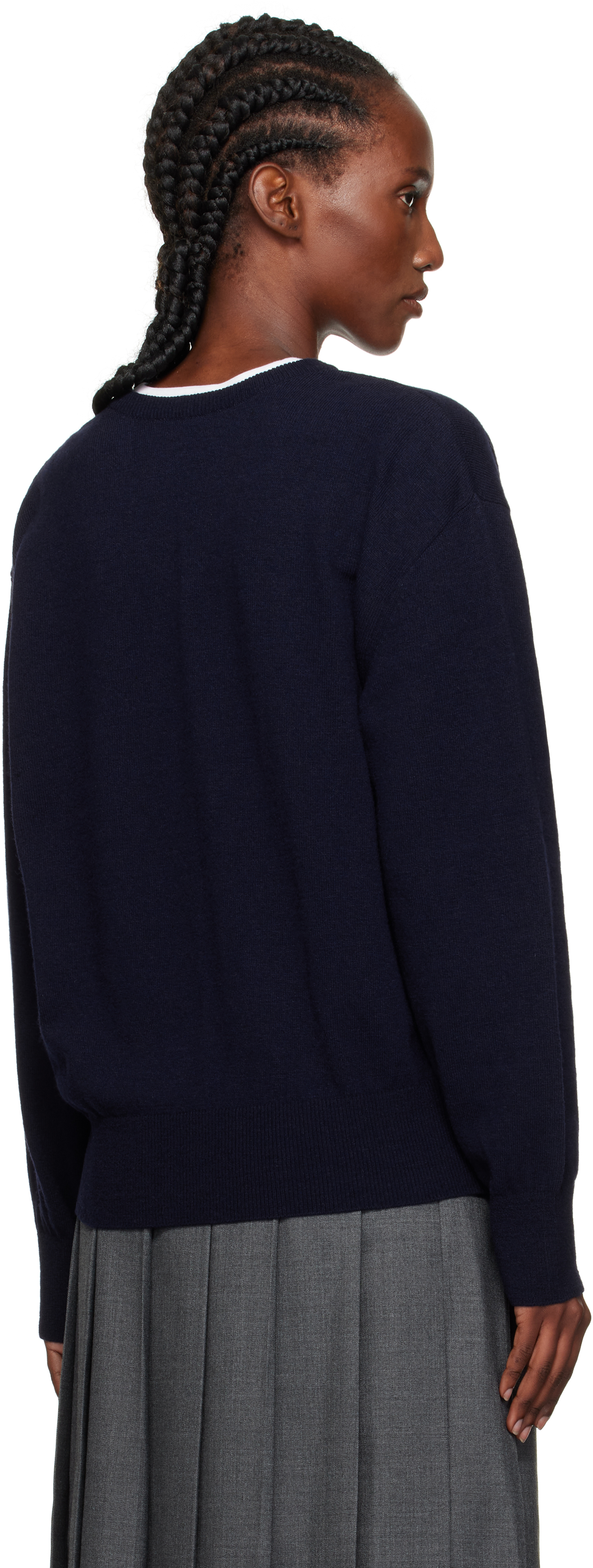 Nothing Written Navy Puno V-neck Pullover Sweater In Blue