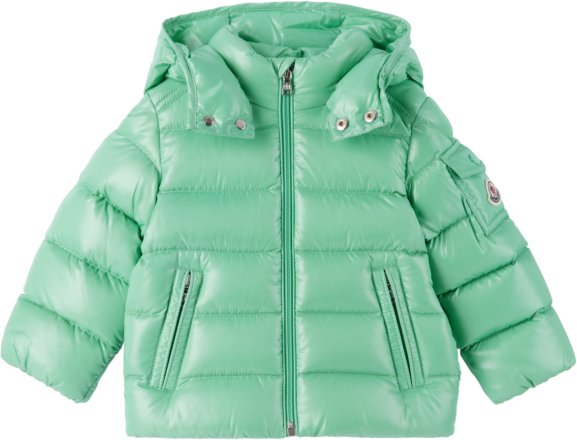 Baby Green Maya Hooded Down Jacket by Moncler Enfant | SSENSE