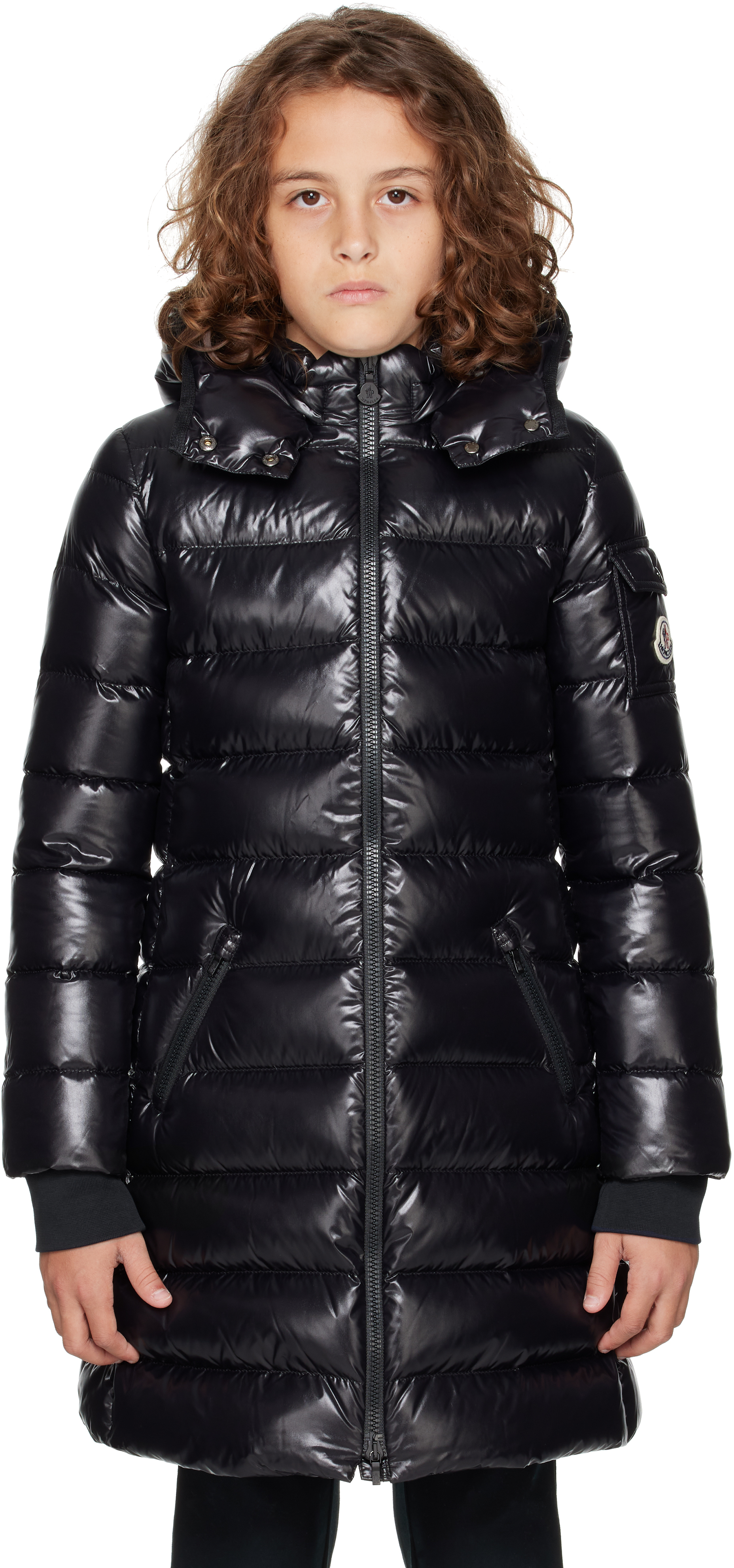 Big Kids Black Moka Hooded Down Jacket by Moncler Enfant | SSENSE