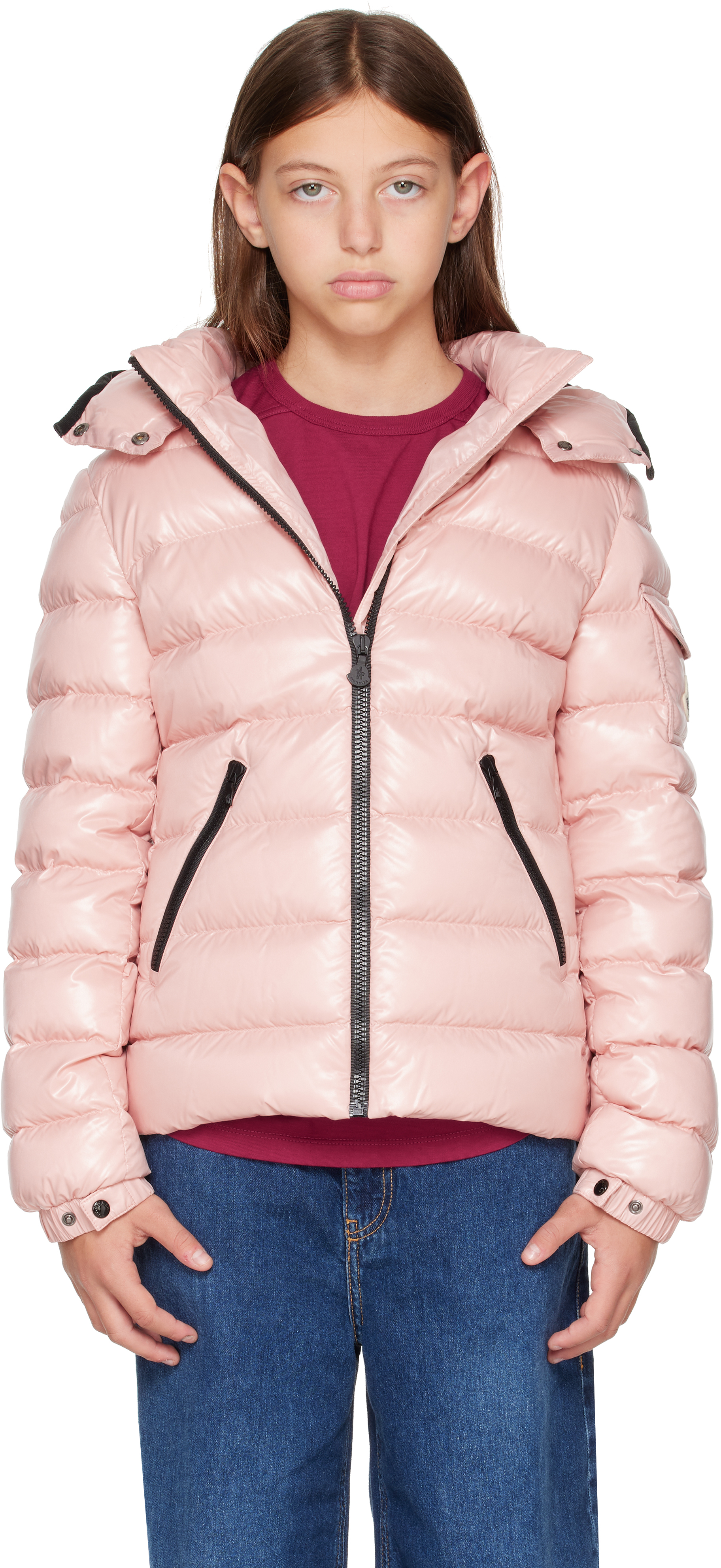 Moncler Enfant ジュニア｜ピンク Bady フード付き ダウンジャケット