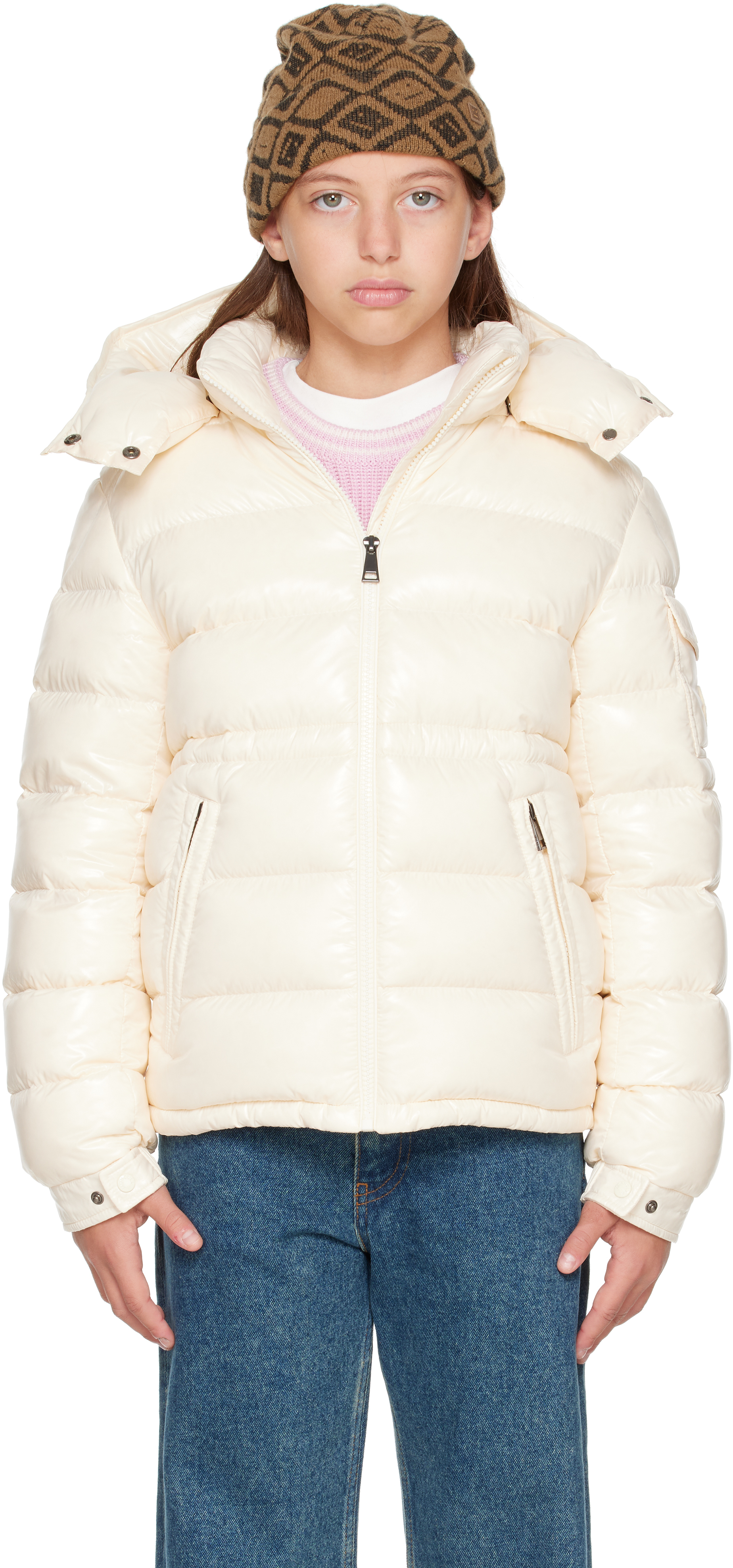 Moncler Enfant ジュニア｜オフホワイト Maire フード付き ダウン 