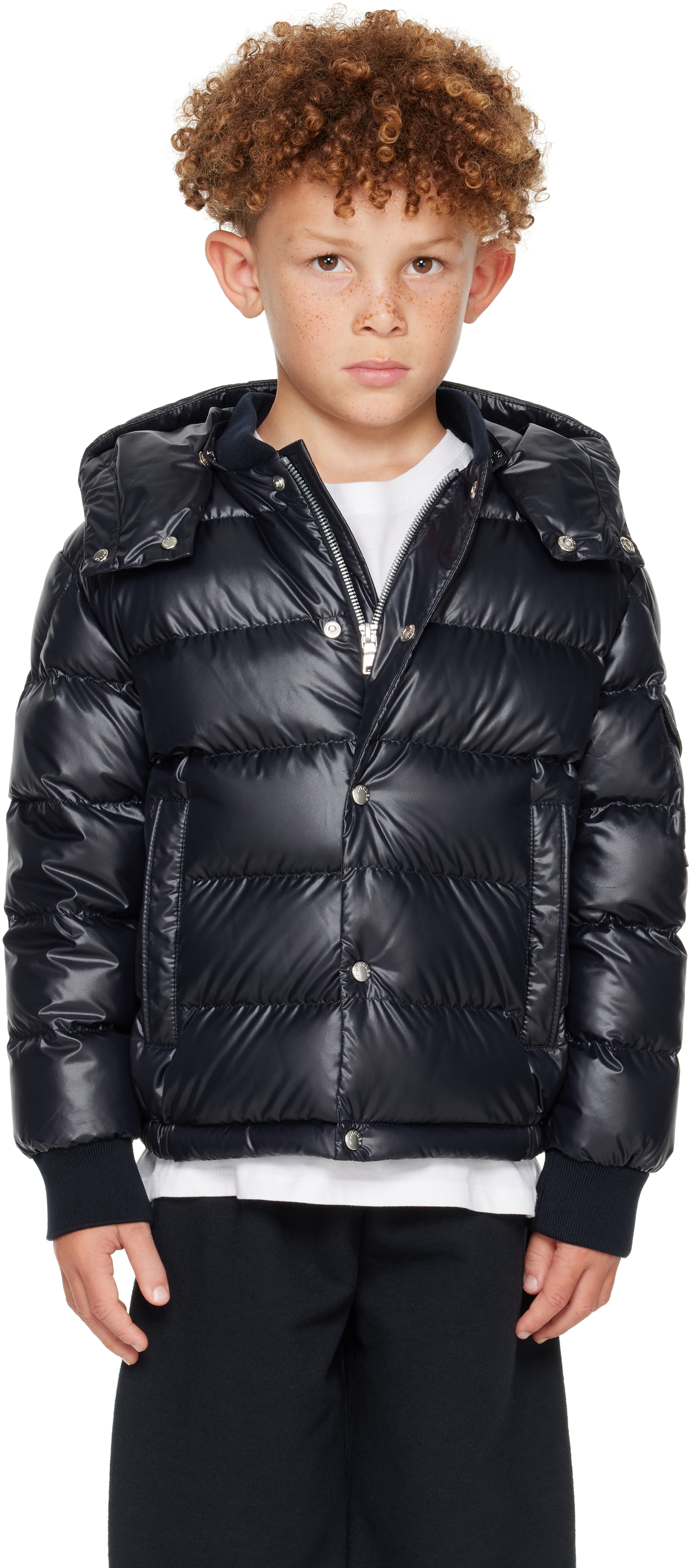 Big Kids Navy Manaem Hooded Down Jacket by Moncler Enfant | SSENSE