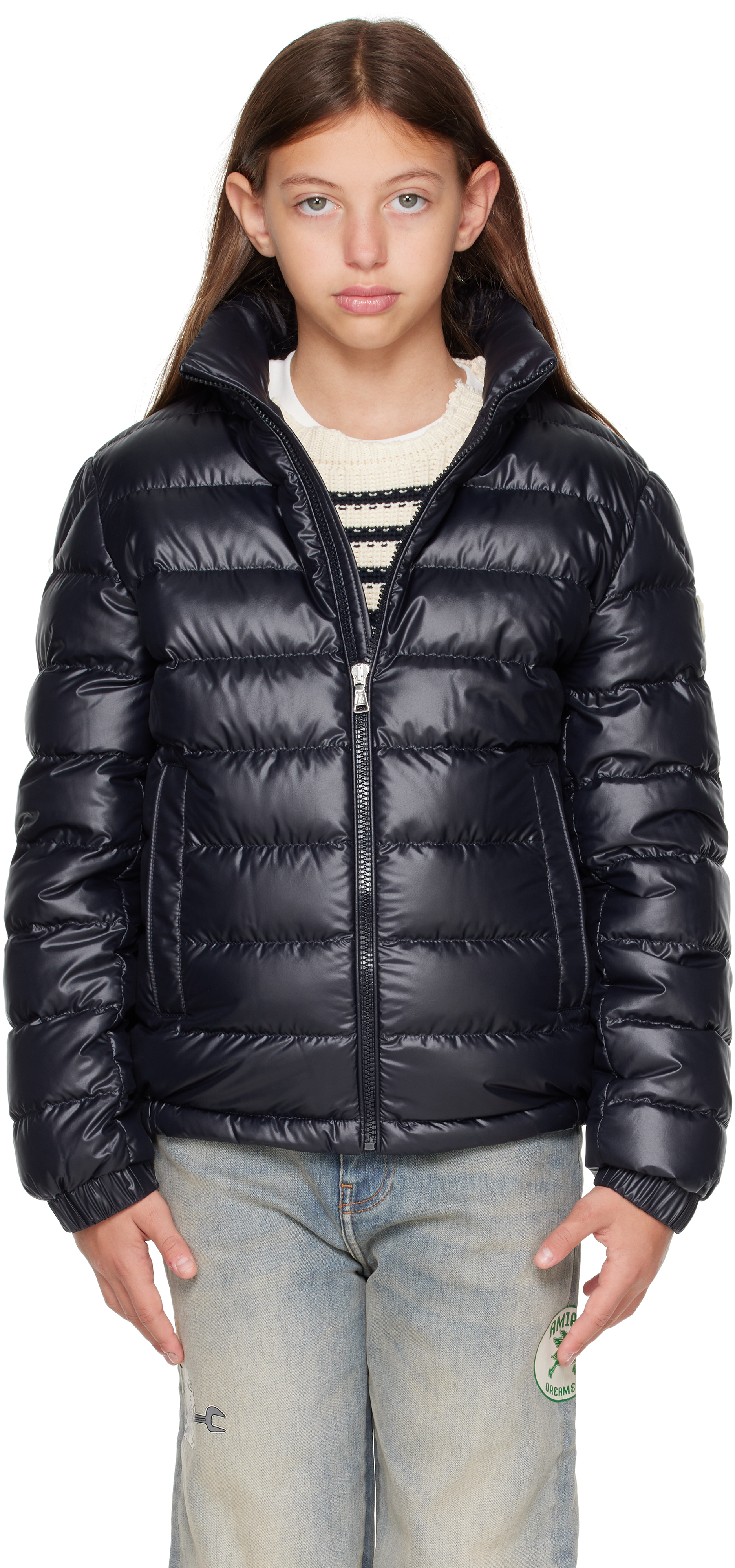 Moncler Enfant ジュニア｜ネイビー Brendann フード付き ダウン 