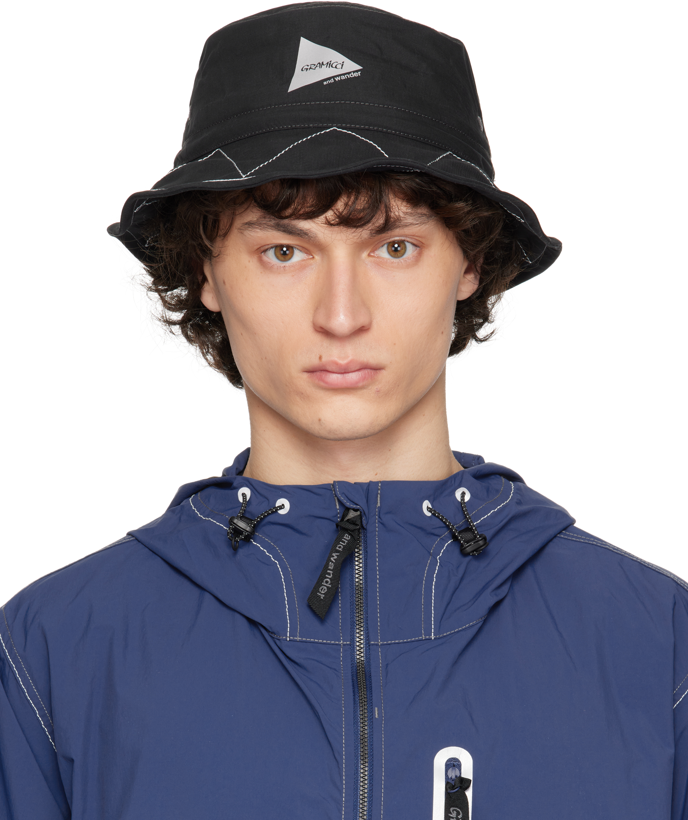 And Wander Black Gramicci Edition Zigzag Stitch Hat In Black