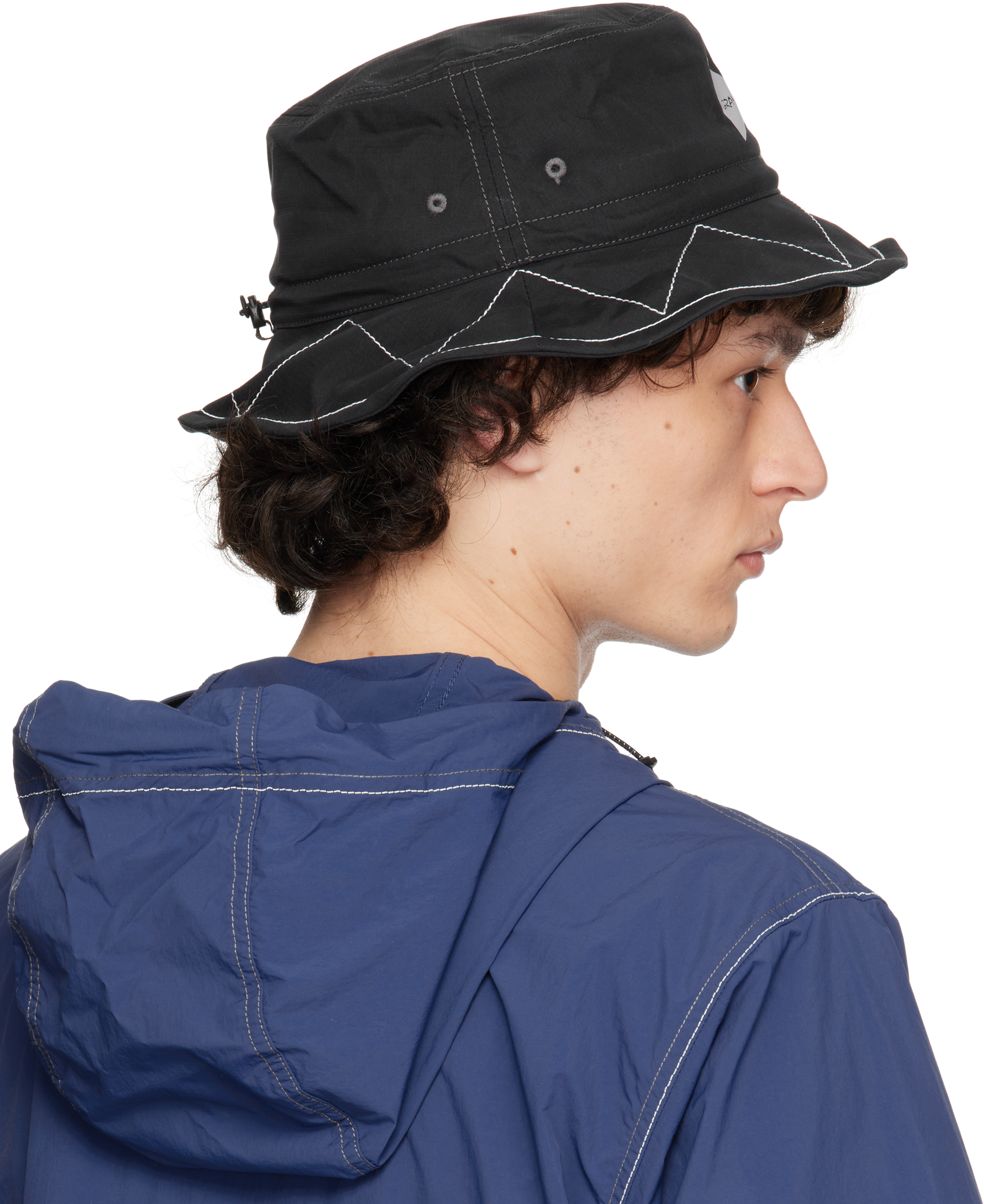 And Wander Black Gramicci Edition Zigzag Stitch Hat In Black