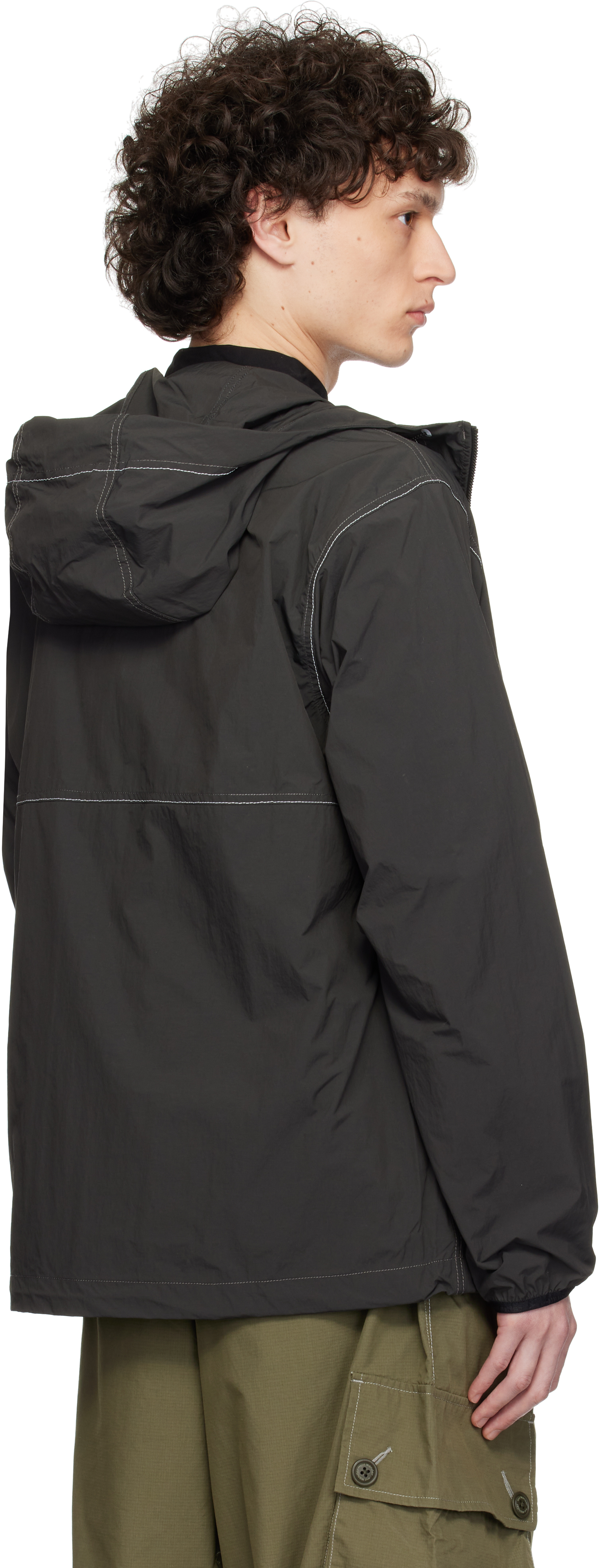 And Wander Gray Gramicci Edition Brushed Nylon Jacket In Charcoal