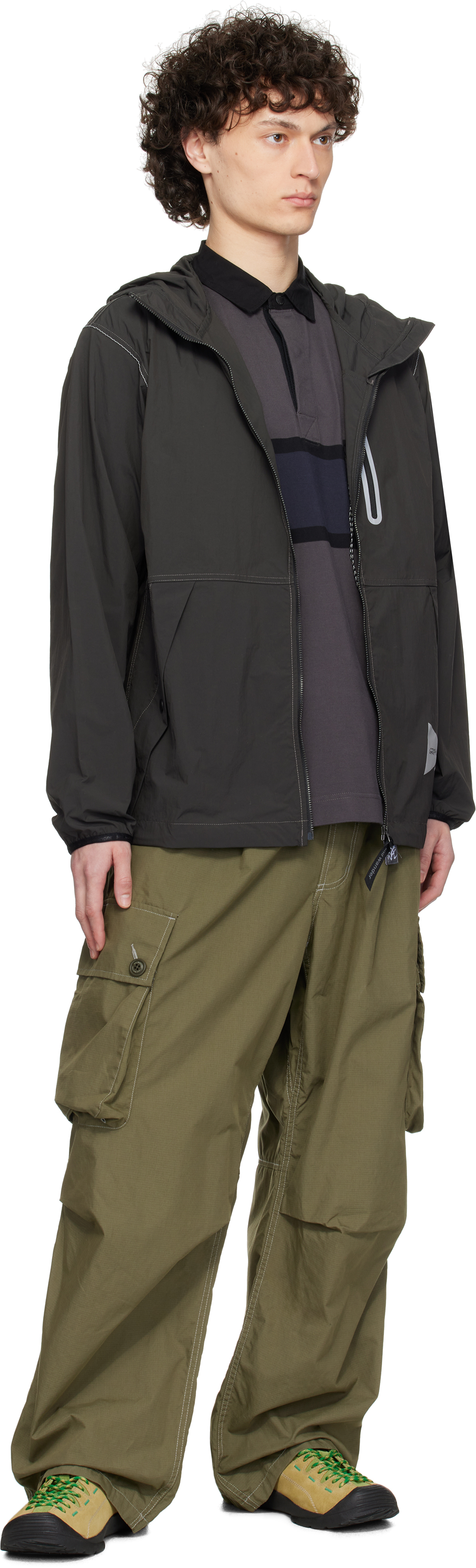 And Wander Gray Gramicci Edition Brushed Nylon Jacket In Charcoal