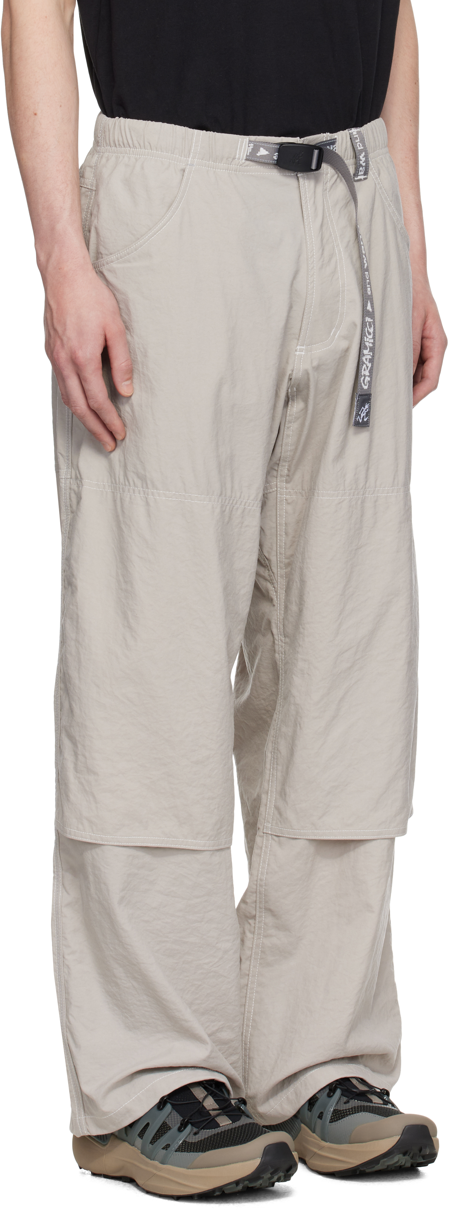AND WANDER GRAY GRAMICCI EDITION NYLON DOUBLE KNEE TROUSERS