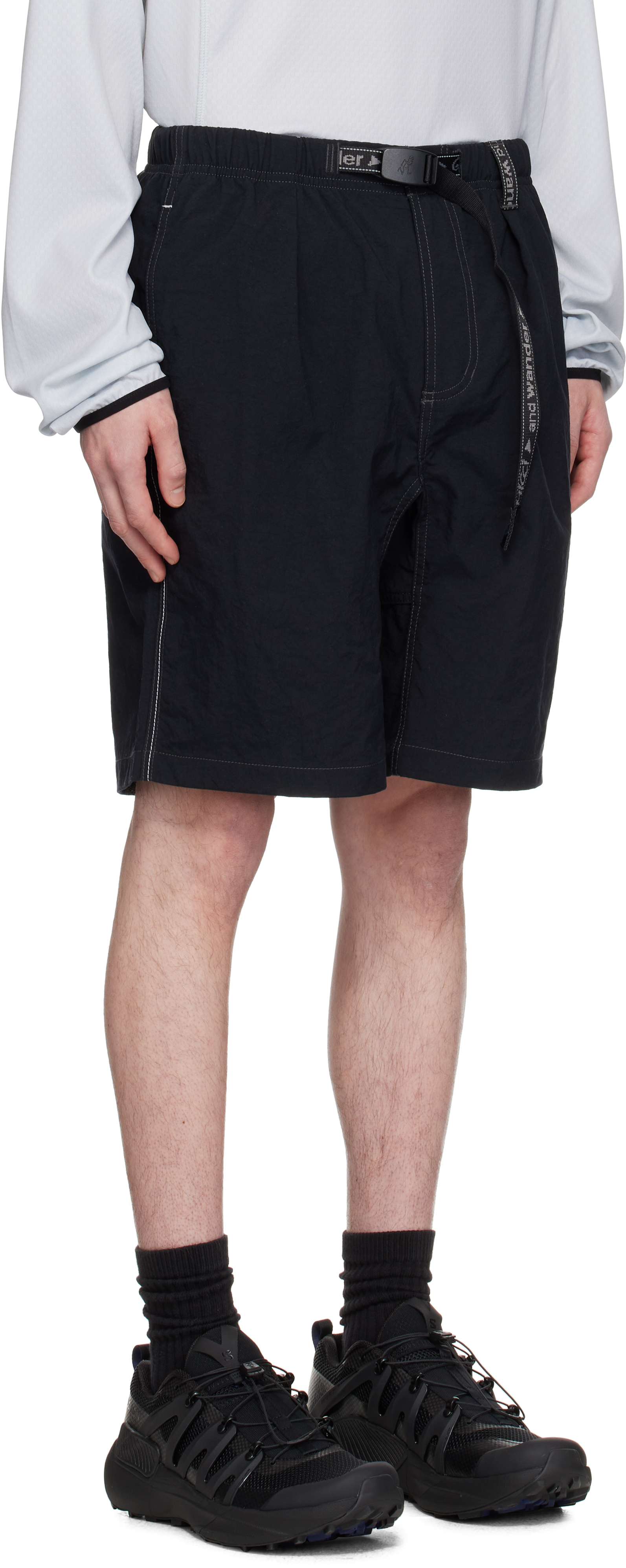 And Wander Black Gramicci Edition Nylon G Shorts In Black