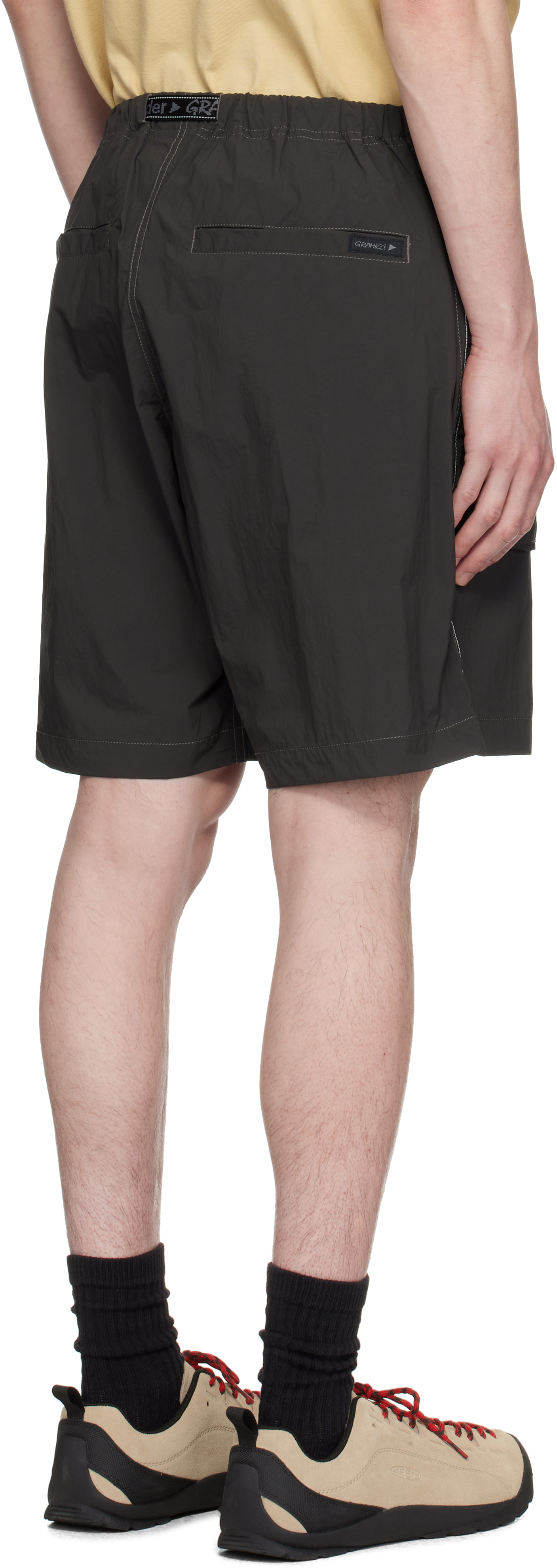 And Wander Gray Gramicci Edition Brushed Nylon Shorts In Charcoal
