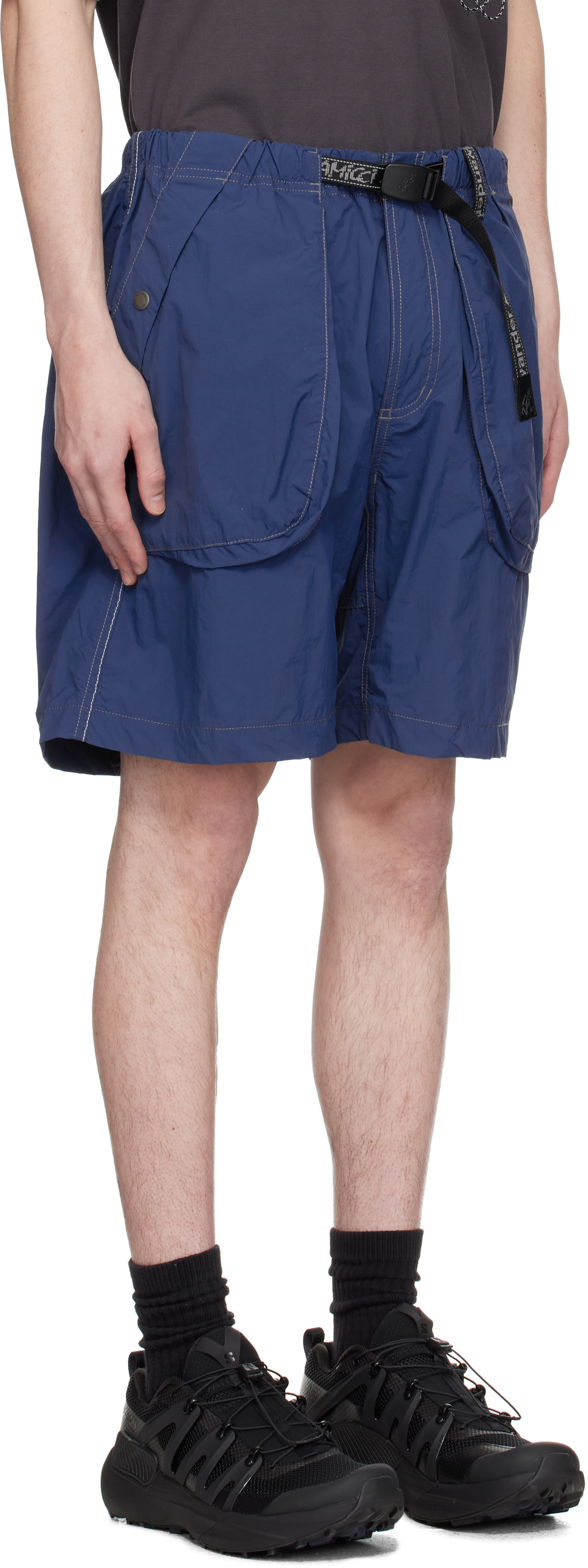 And Wander Blue Gramicci Edition Brushed Nylon Shorts In Blue