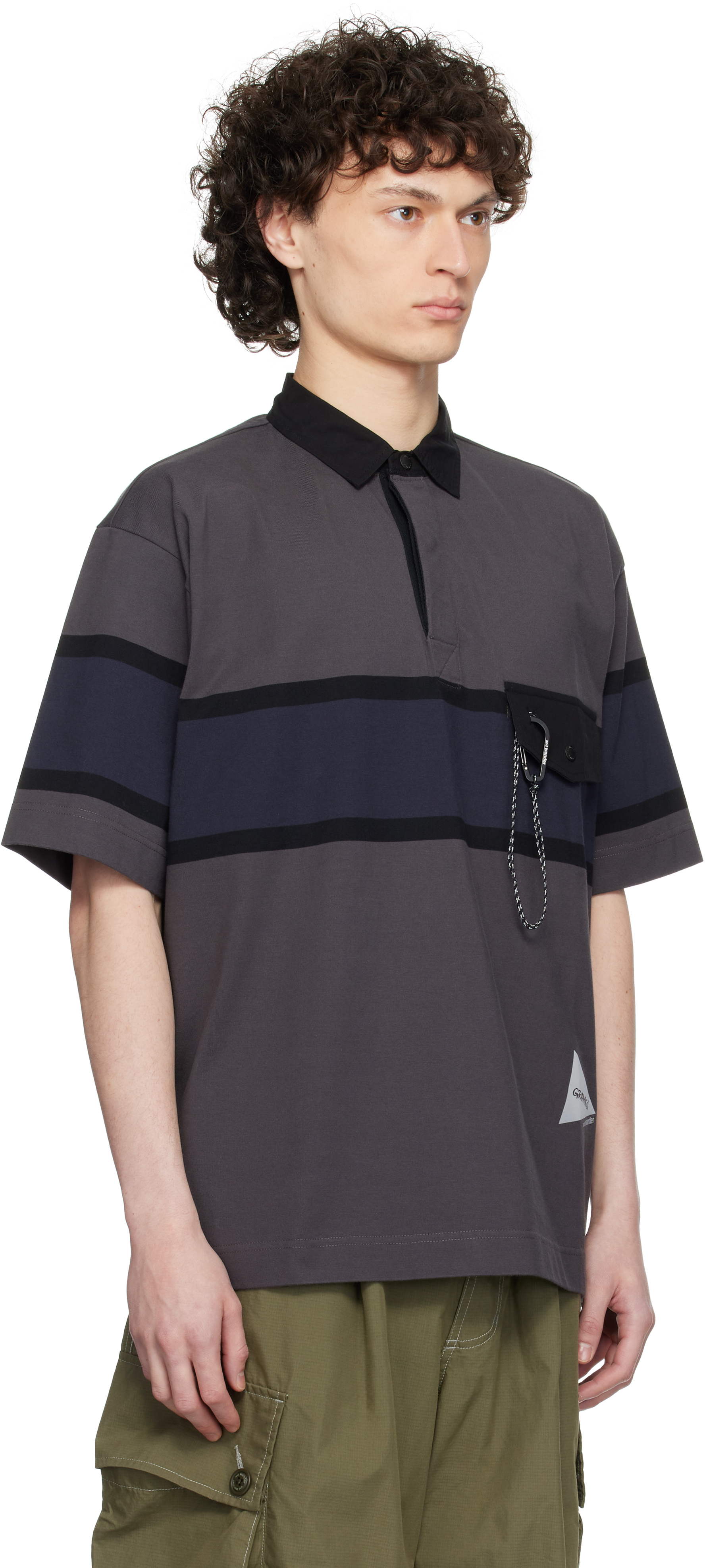 And Wander Gray Gramicci Edition Tech Rugby Polo In Charcoal