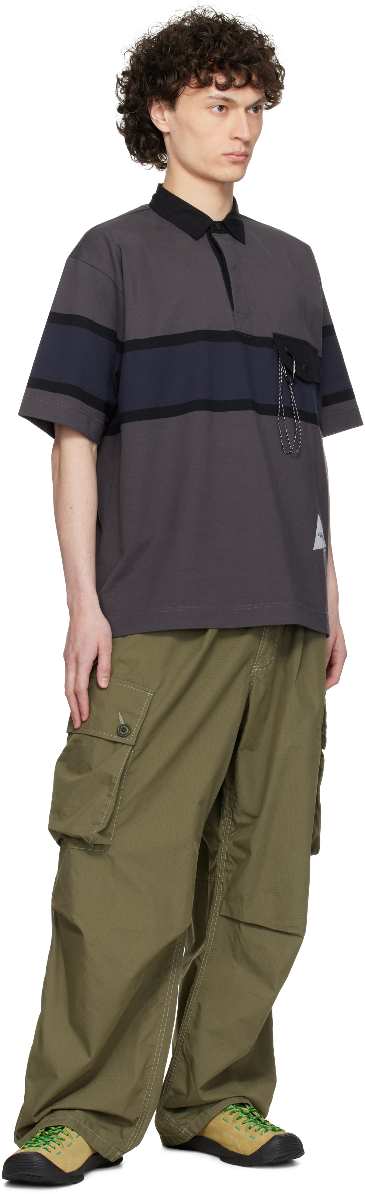 And Wander Gray Gramicci Edition Tech Rugby Polo In Charcoal