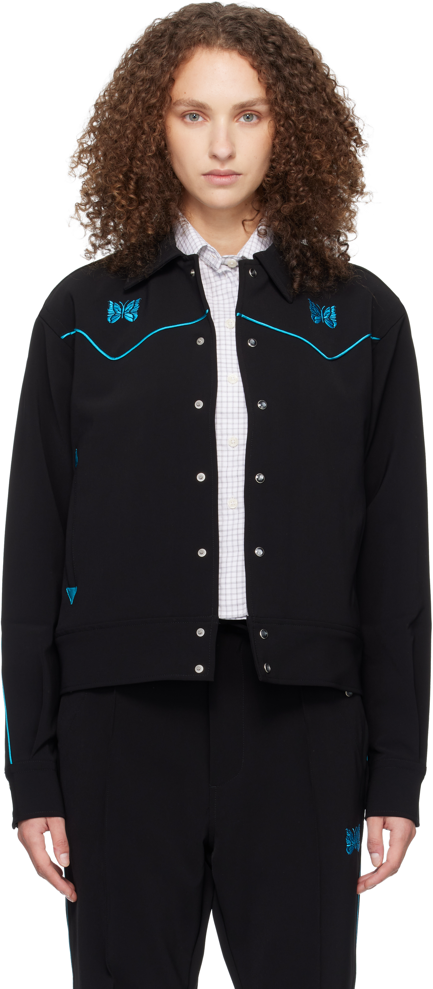 NEEDLES: Black Piping Cowboy Jacket | SSENSE