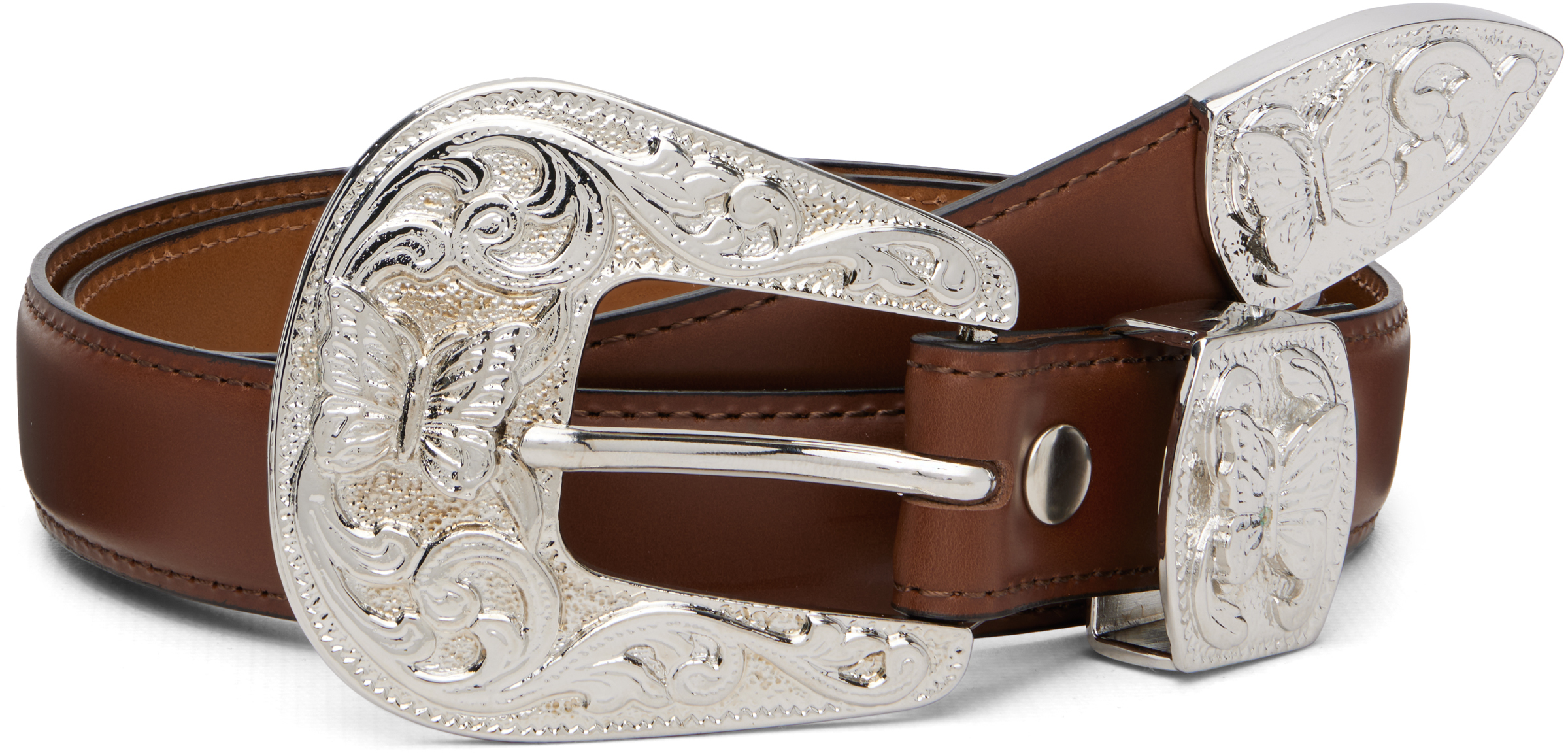 Needles ニードルスWestern Tip Belt ベルト Needles Papillon Western Tip Belt - ステアレザー製、蝶モチーフの