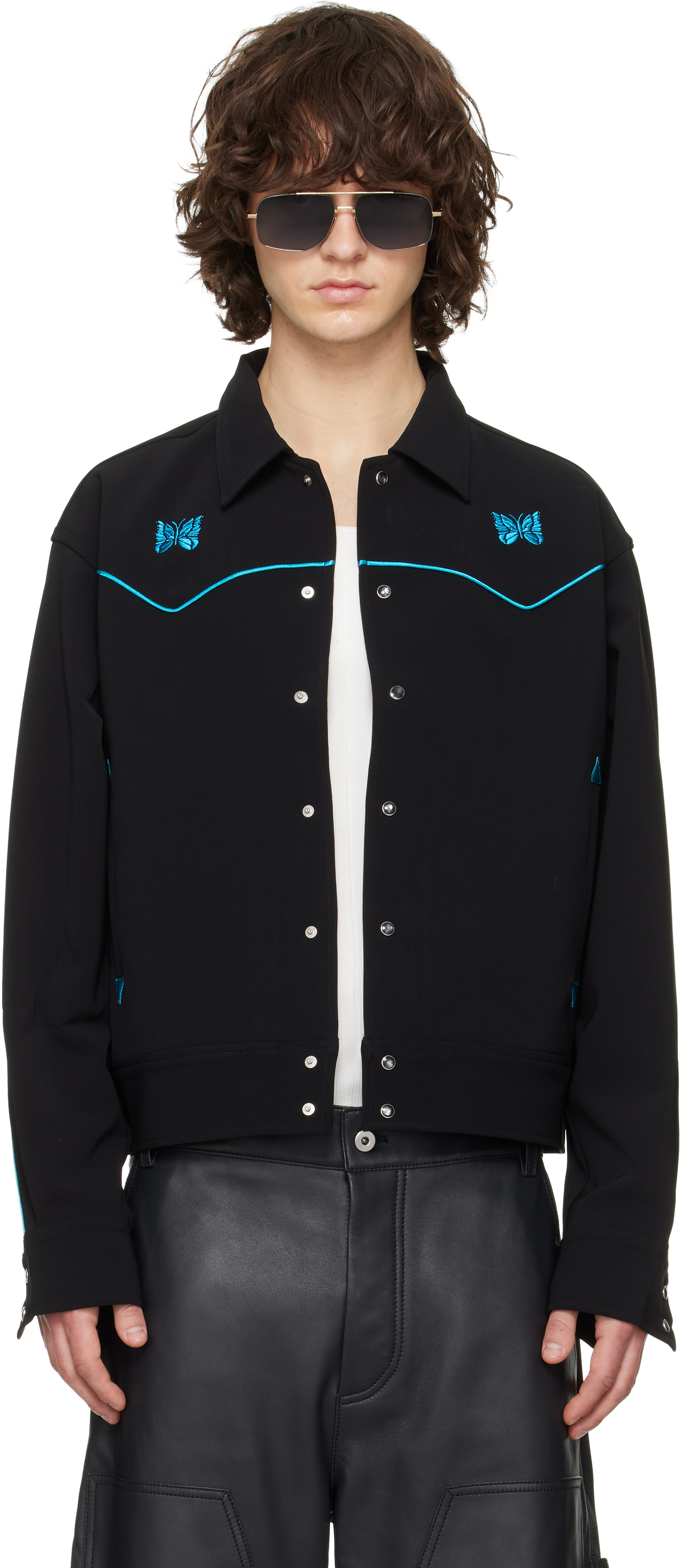 Black Piping Cowboy Jacket by NEEDLES on Sale