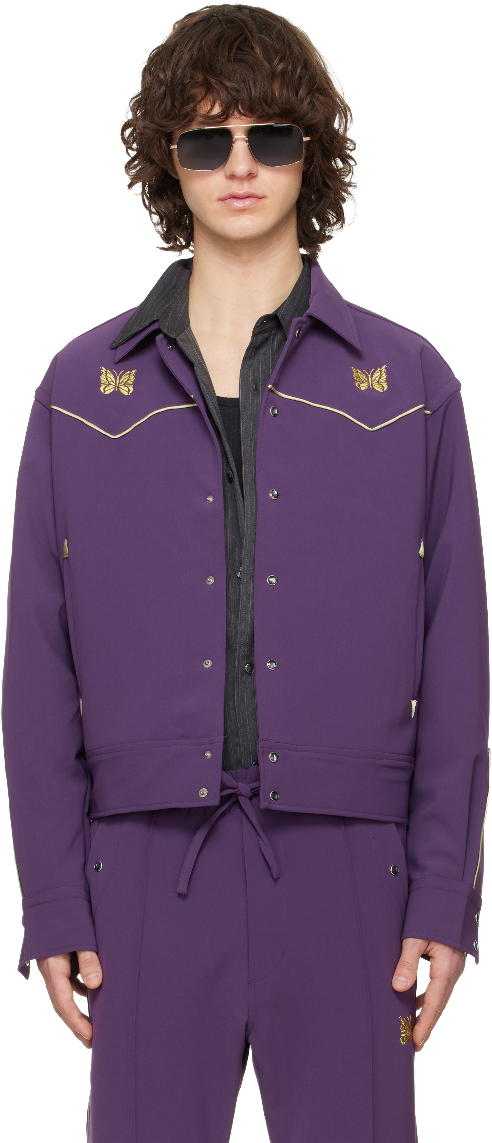 NEEDLES: Purple Piping Cowboy Jacket | SSENSE Canada