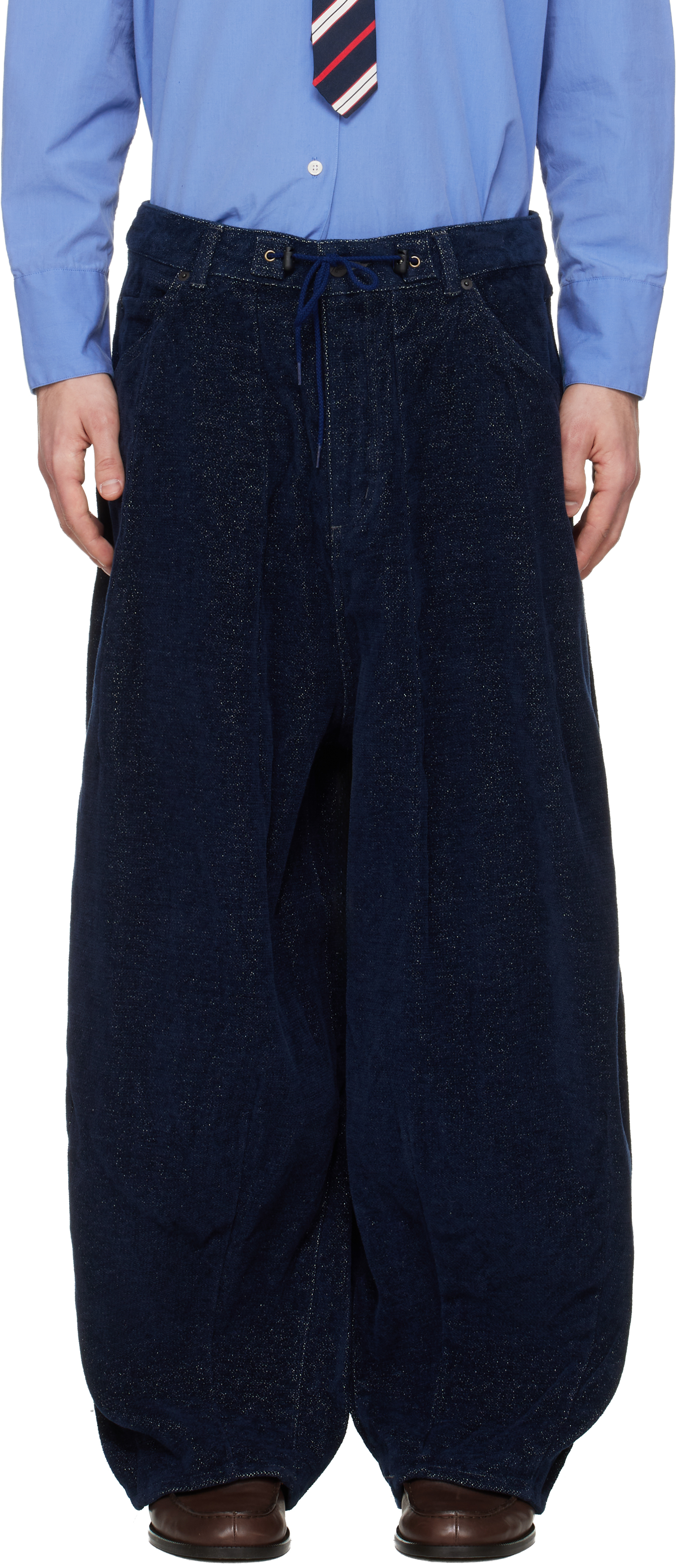 NEEDLES: Navy H.D. Trousers | SSENSE