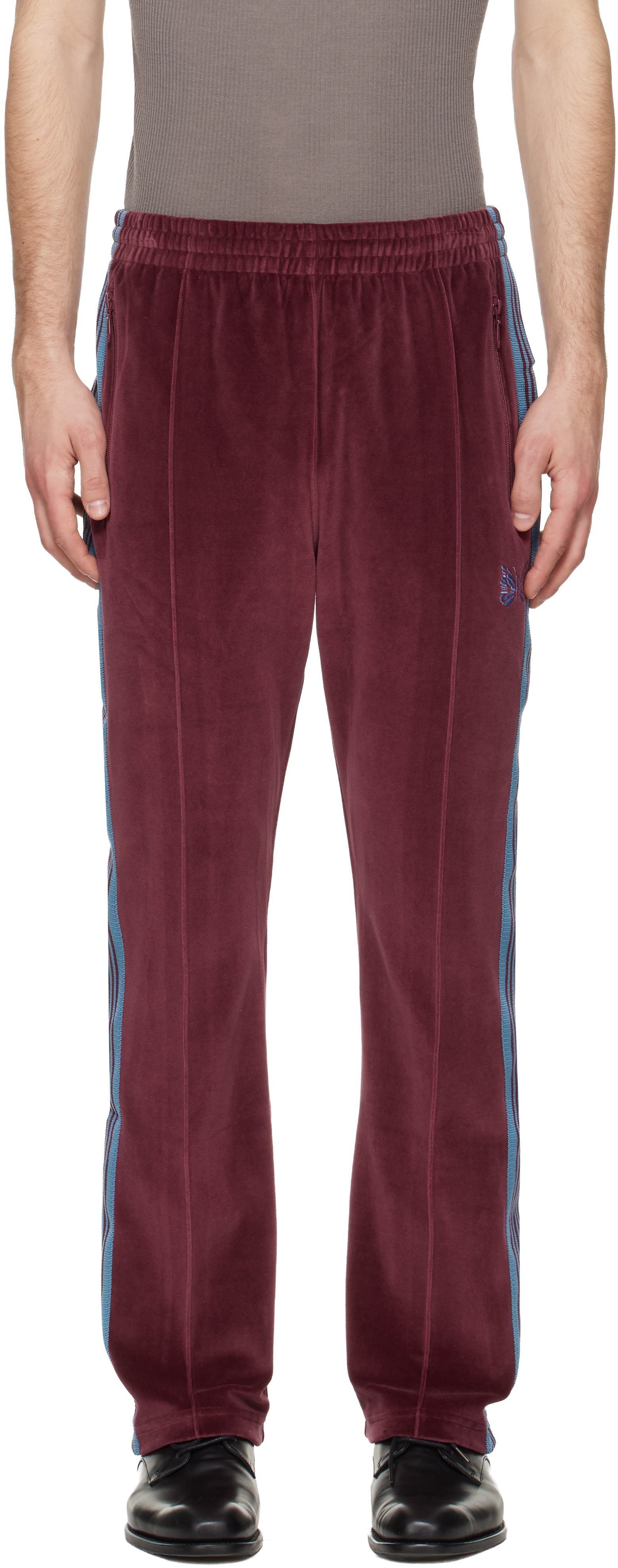 NEEDLES NS1646 NARROW TRACK PANT ニードルズ Needles Narrow Track Pant C/Pe Velour Navy