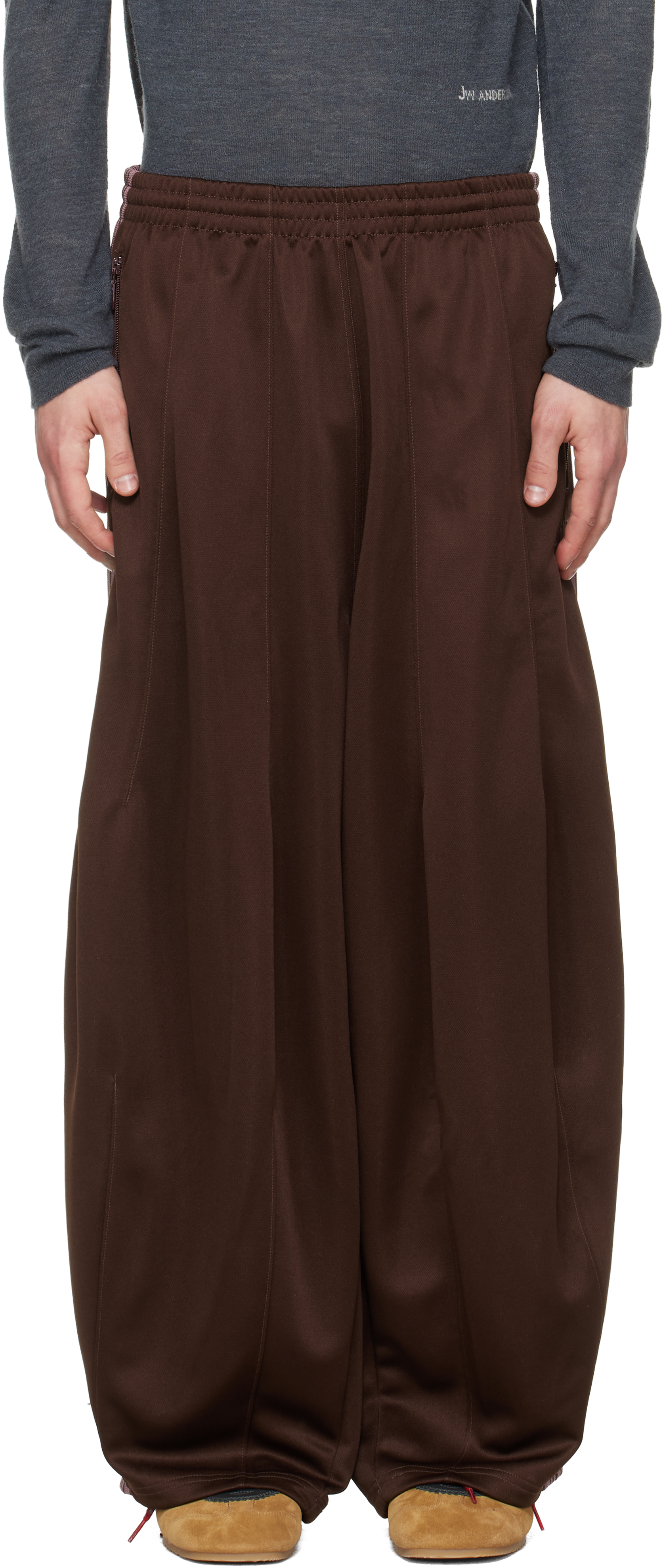 Needles Brown H.d. Track Pants In Burgundy