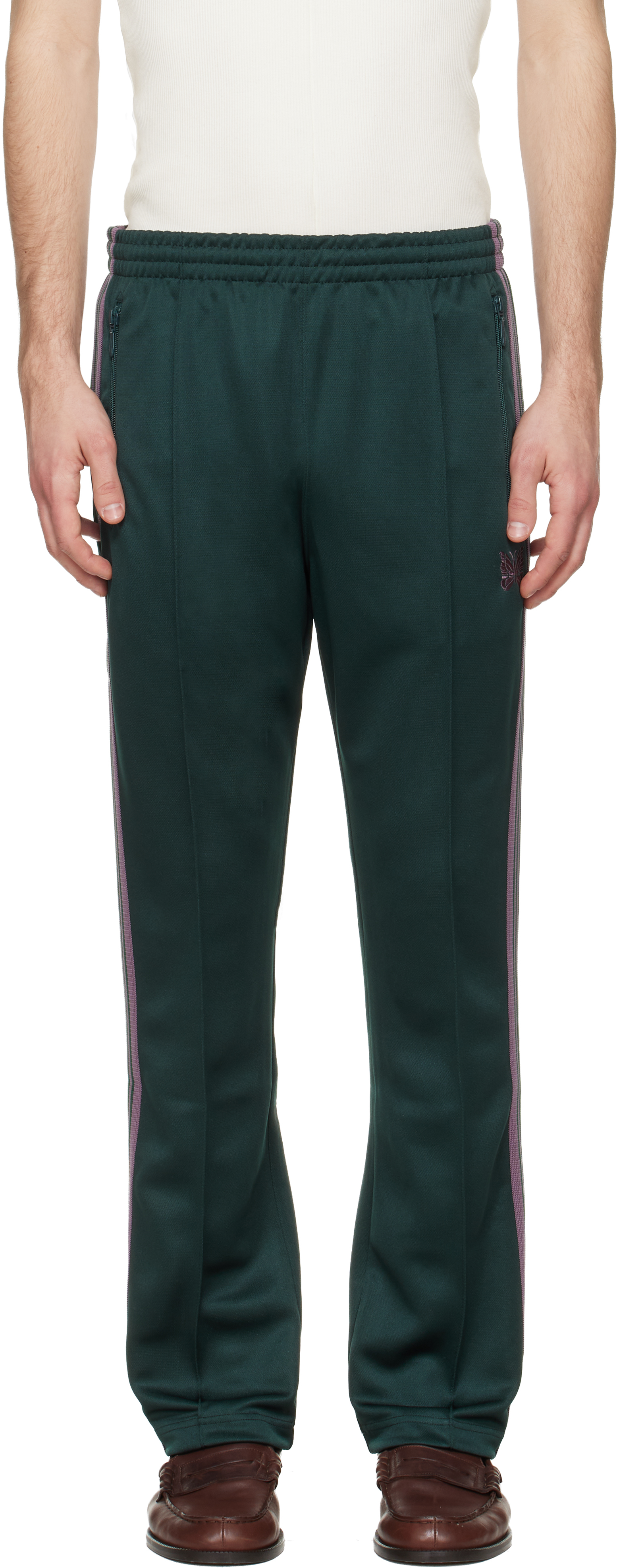 Green Narrow Track Pants by NEEDLES on Sale