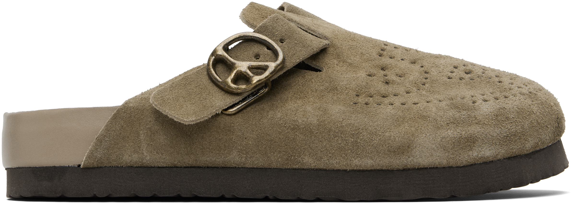 Taupe Suede Clog Slip-on Loafers by NEEDLES on Sale